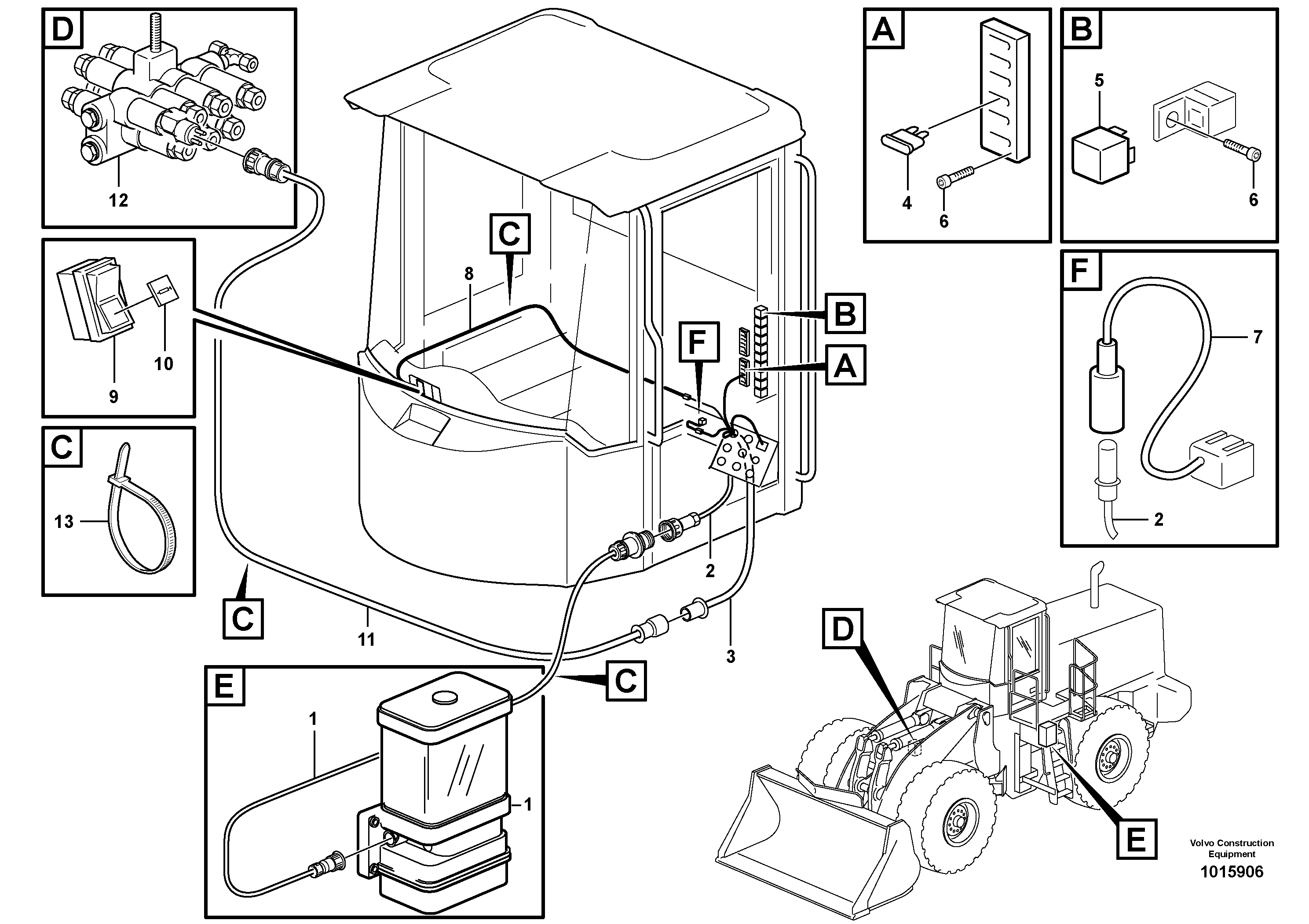 Cable harness, central lubrication.  82549, 82550 — volvo parts diagram