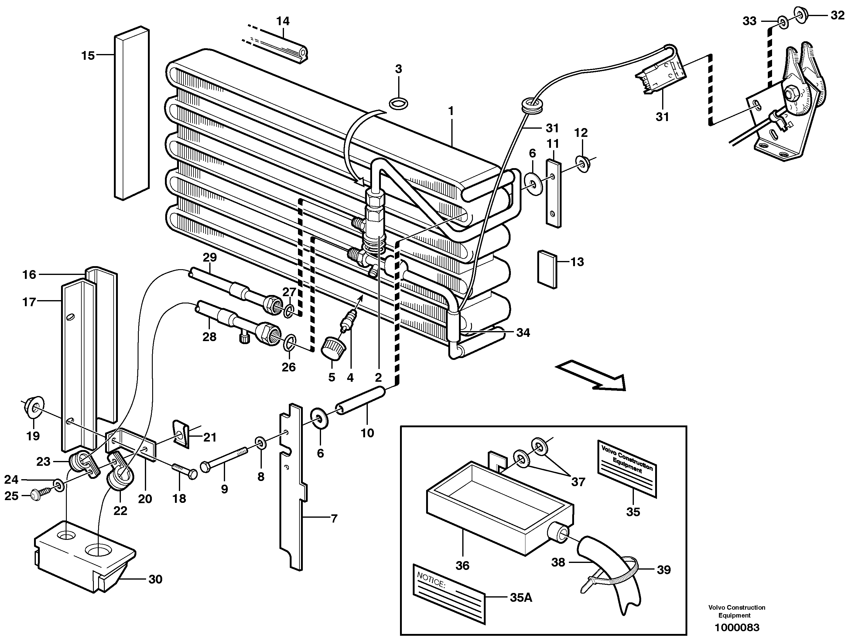 Evaporator, assembly — volvo parts diagram