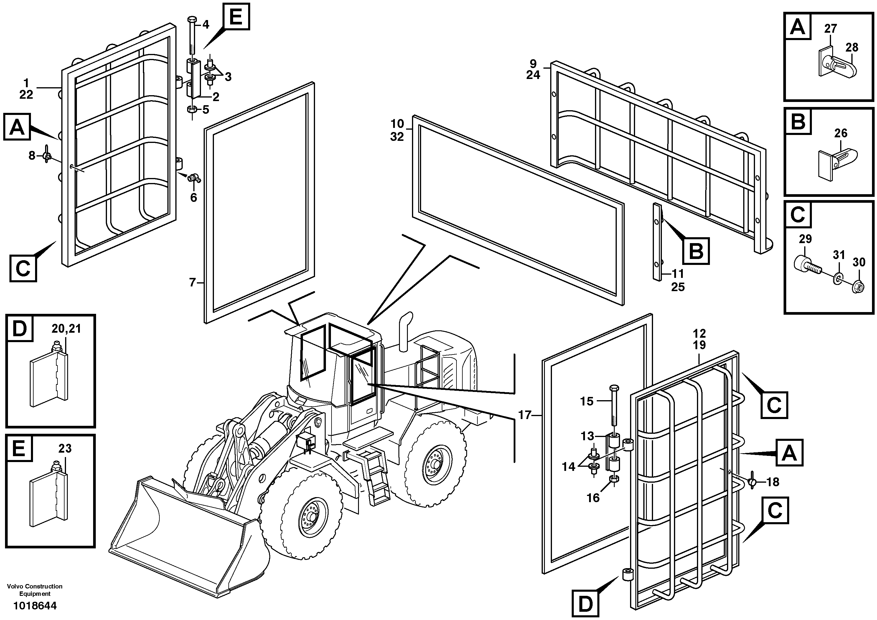 Window guards, side and rear windows. — volvo parts diagram