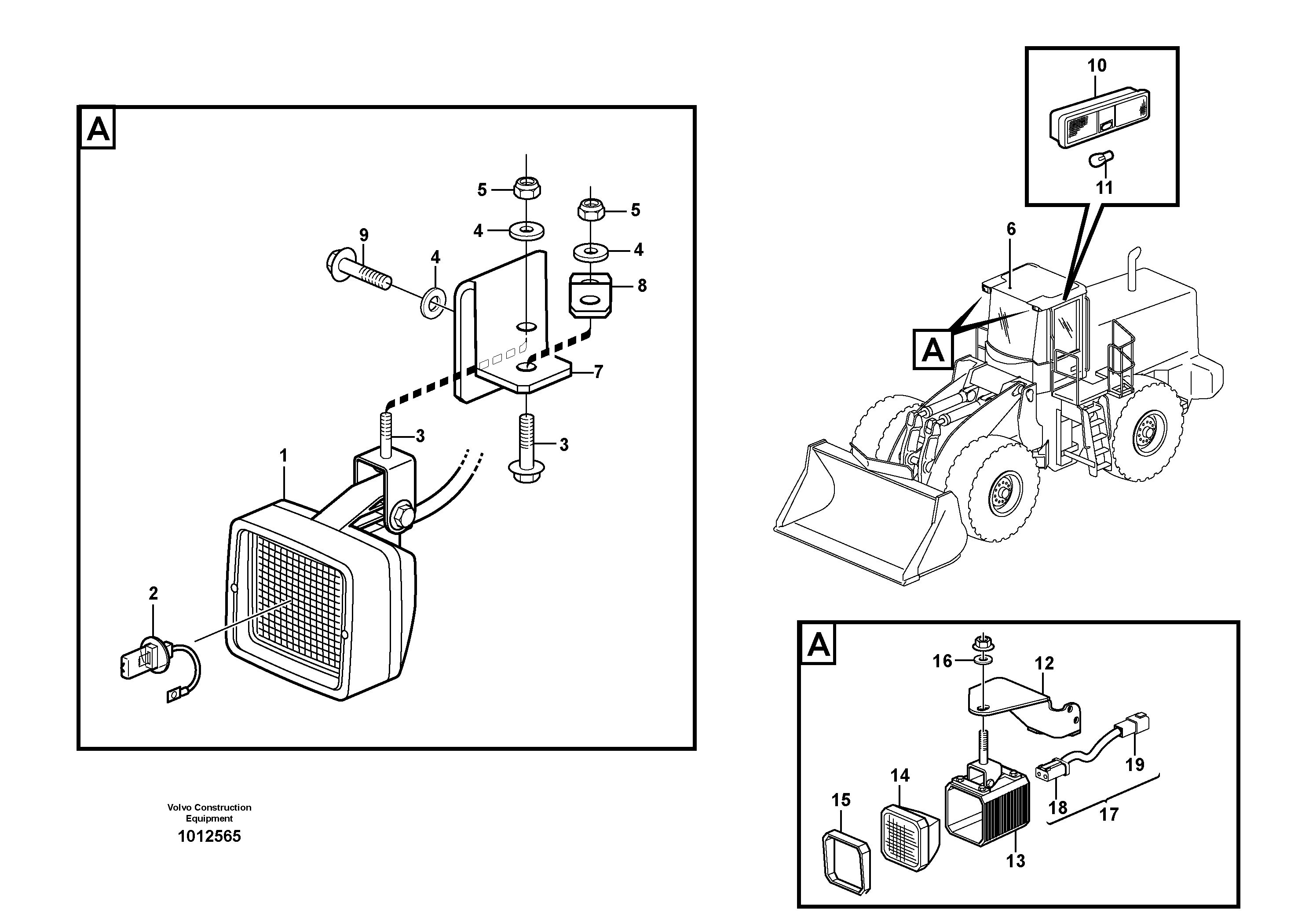 Lighting, cab — volvo parts diagram