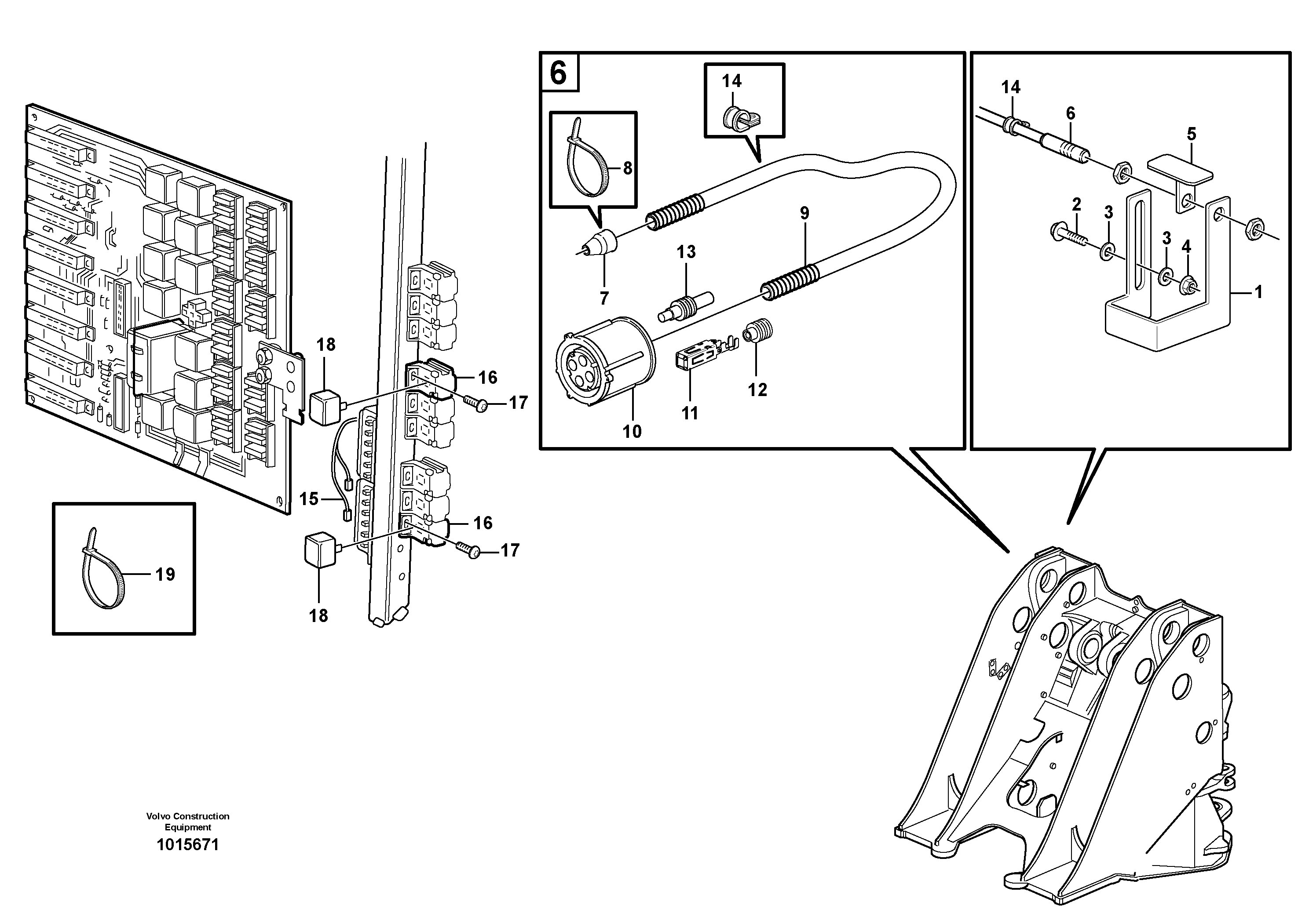 Bucket positioner and boom kickout 82891 — volvo parts diagram