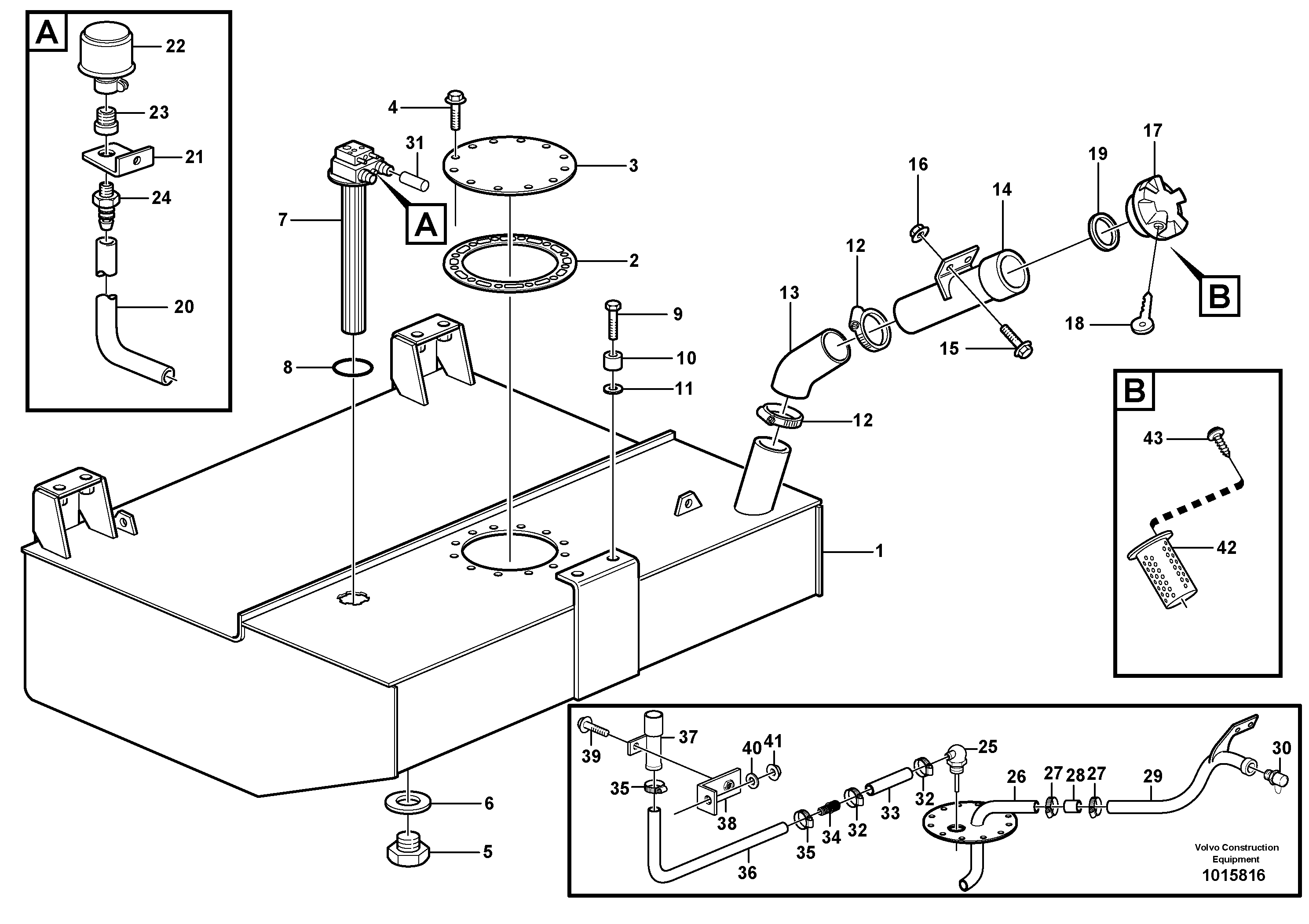 Fuel tank with fitting parts — volvo parts diagram
