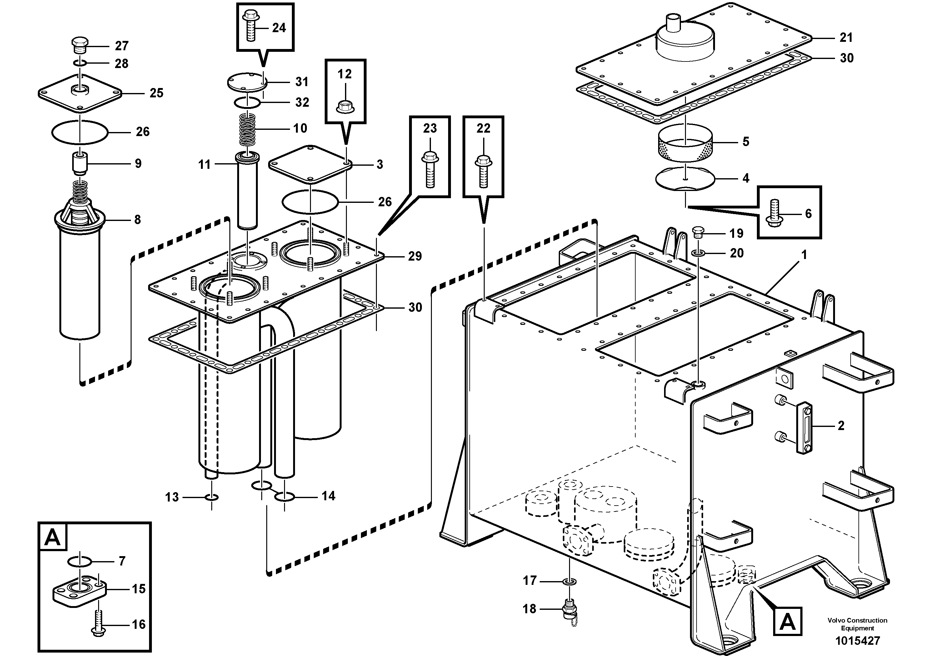 Hydraulic oil tank — volvo parts diagram