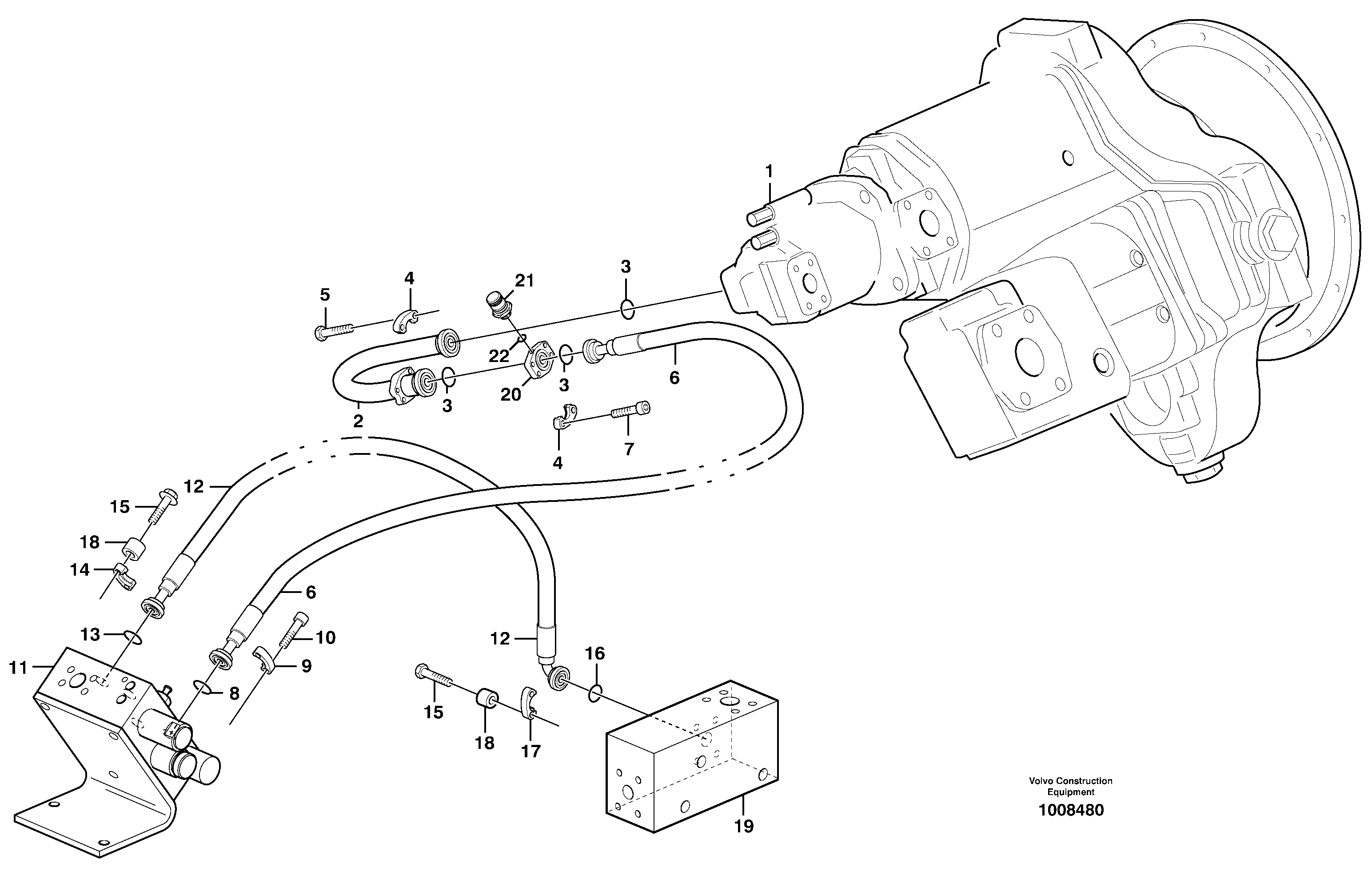 Feed line, pump - central block — volvo parts diagram