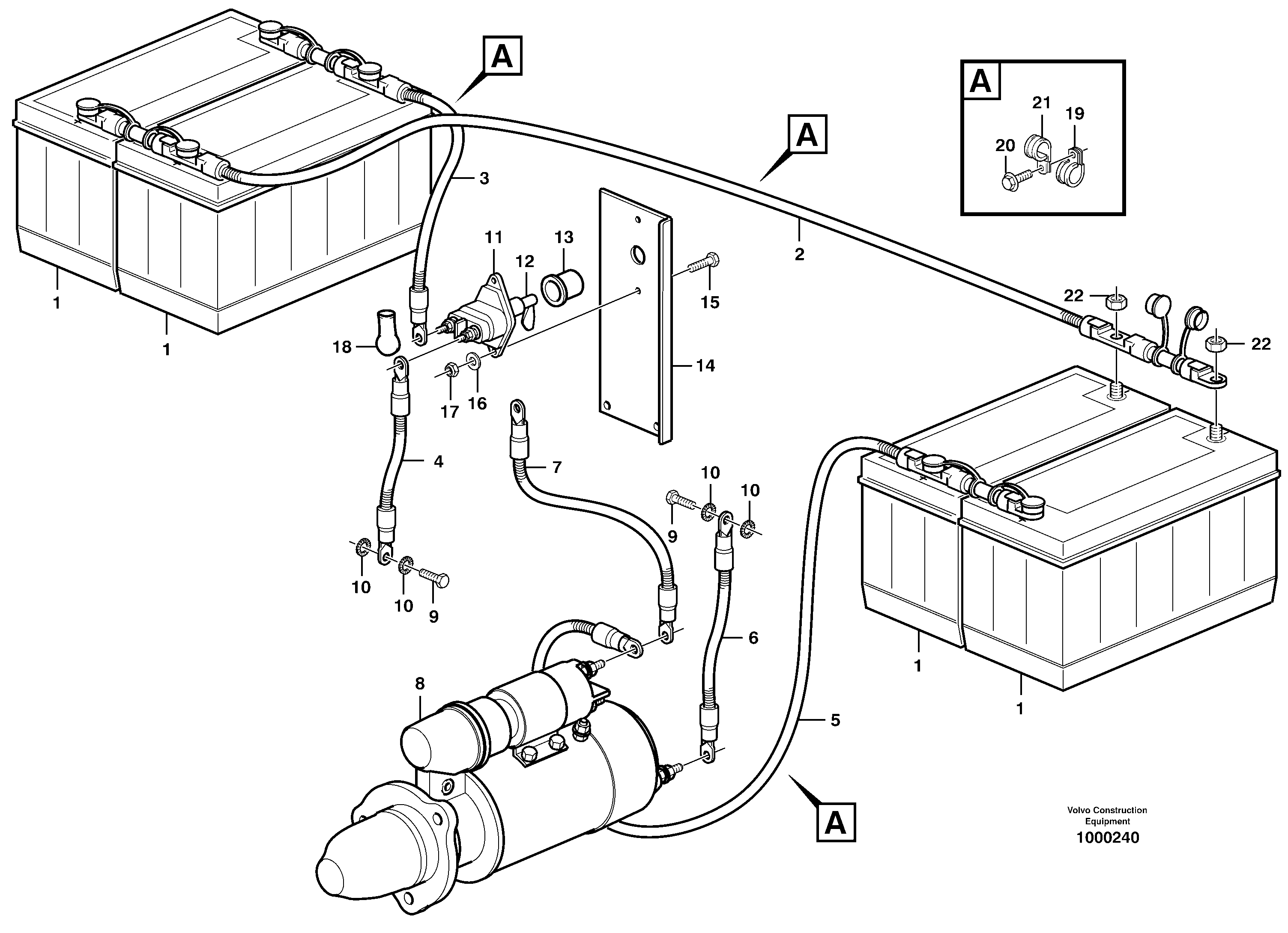 Battery cable and main switch — volvo parts diagram