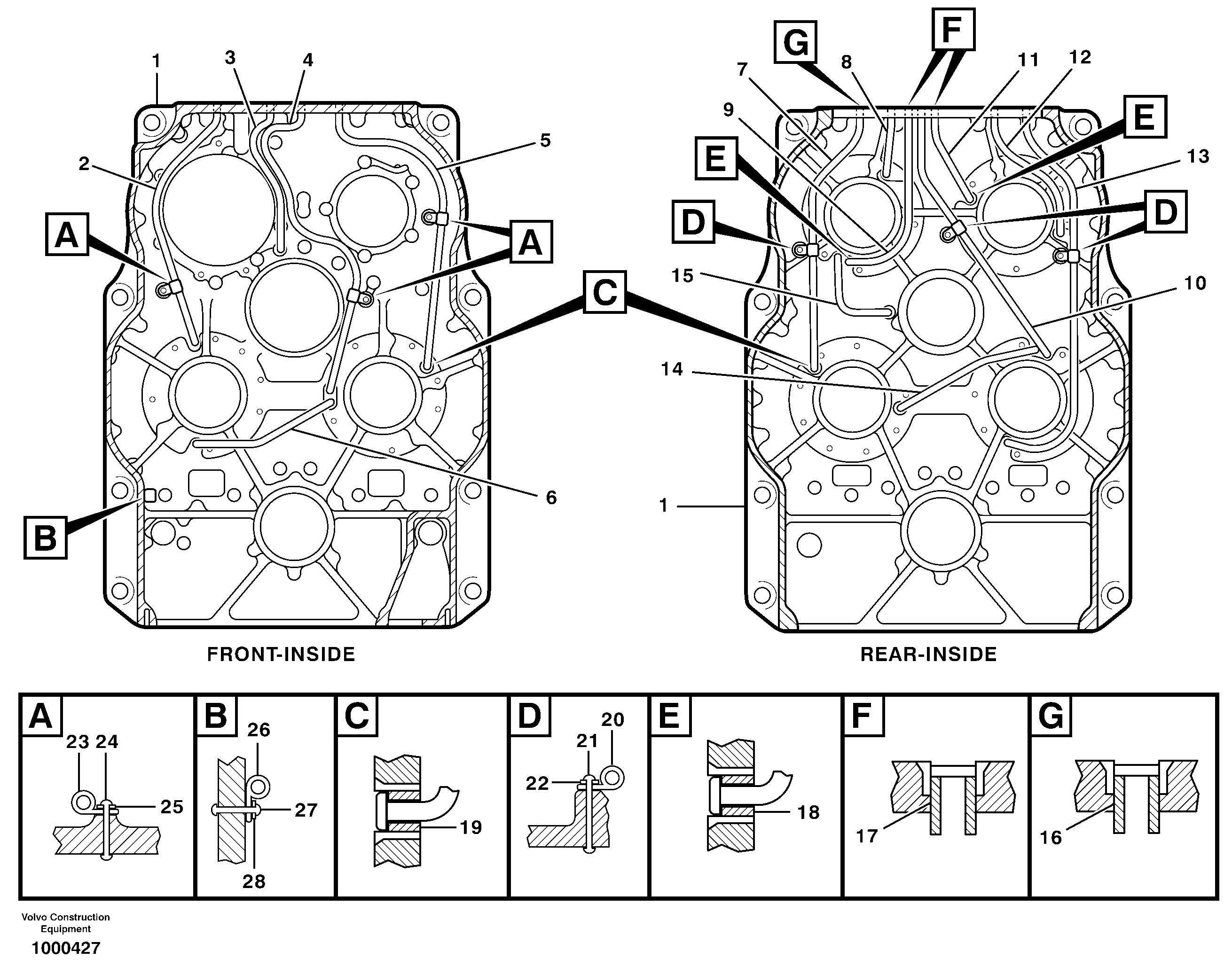 Transmission housing and internal tubing — volvo parts diagram