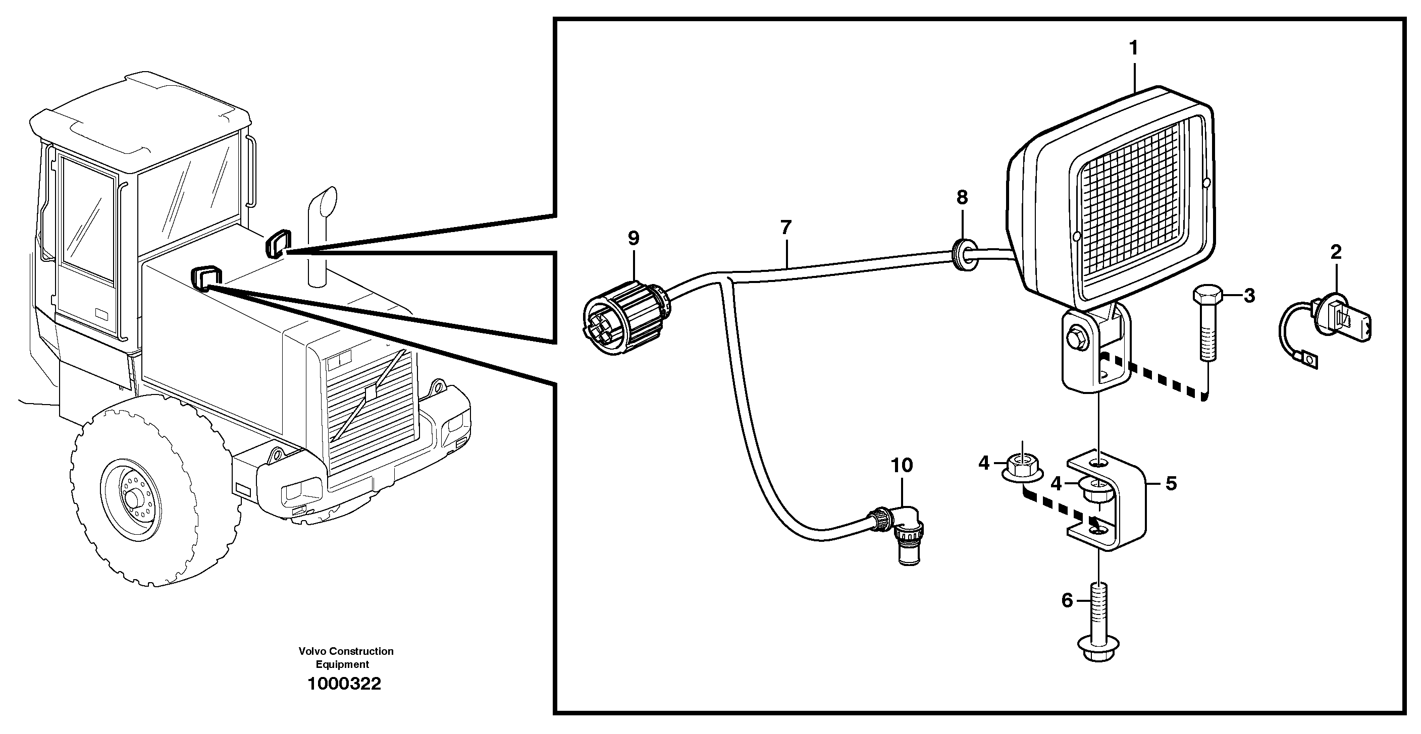 Work lights, rear 80974 — volvo parts diagram