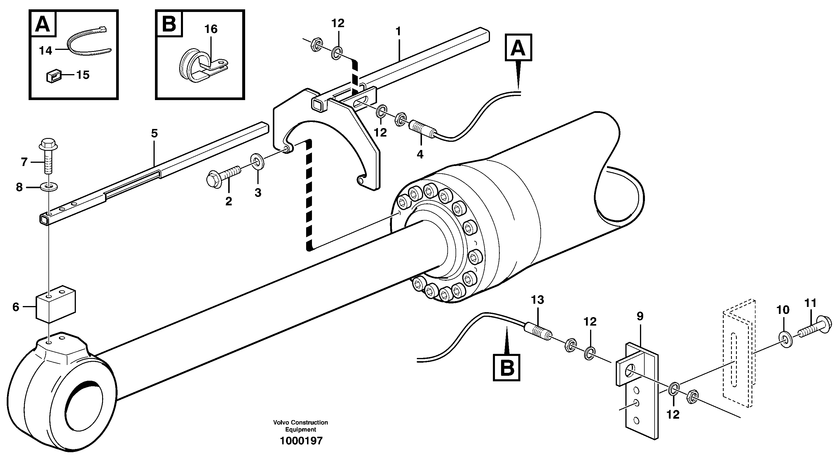 Bucket positioner and boom kickout — volvo parts diagram
