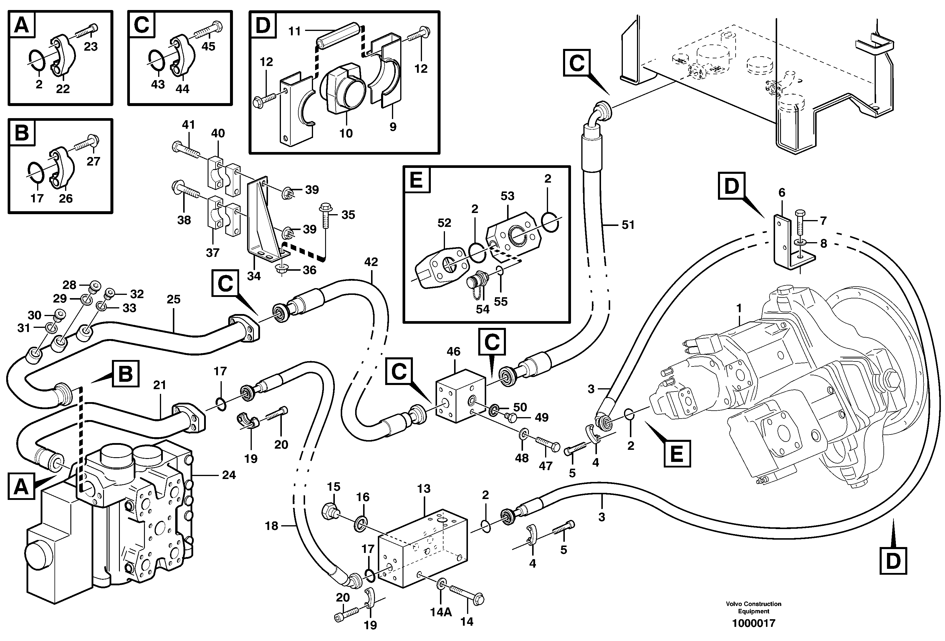 Feed- and return lines - control valve — volvo parts diagram