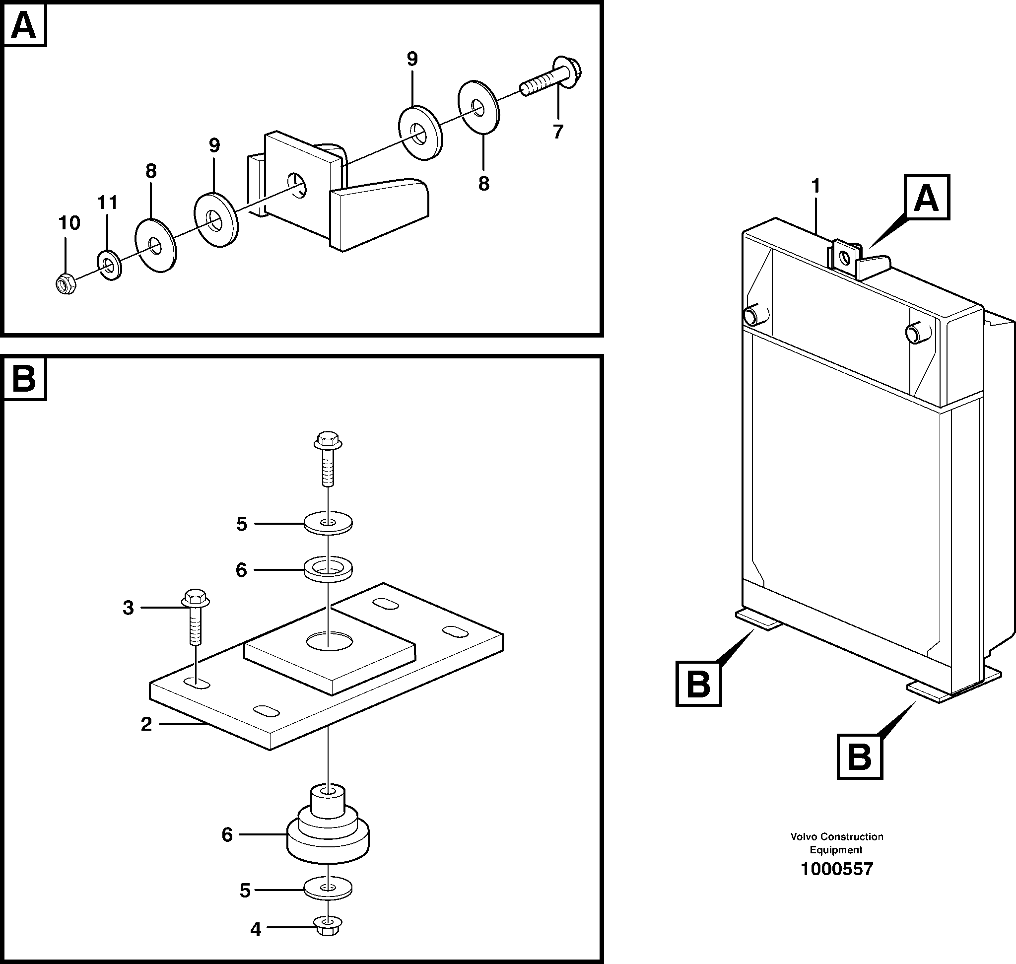 Radiator with fitting parts — volvo parts diagram