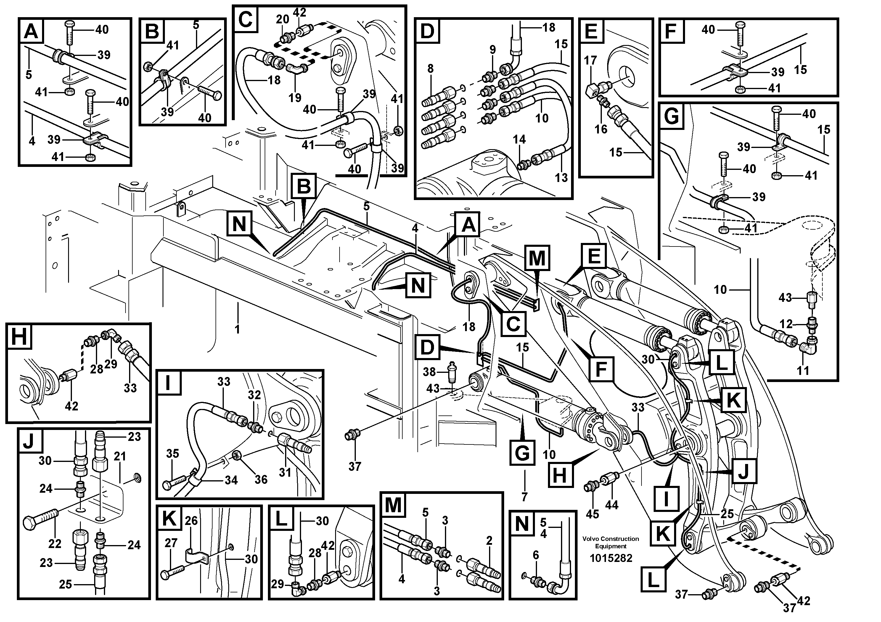 Extended lube points for lift arm system — volvo parts diagram