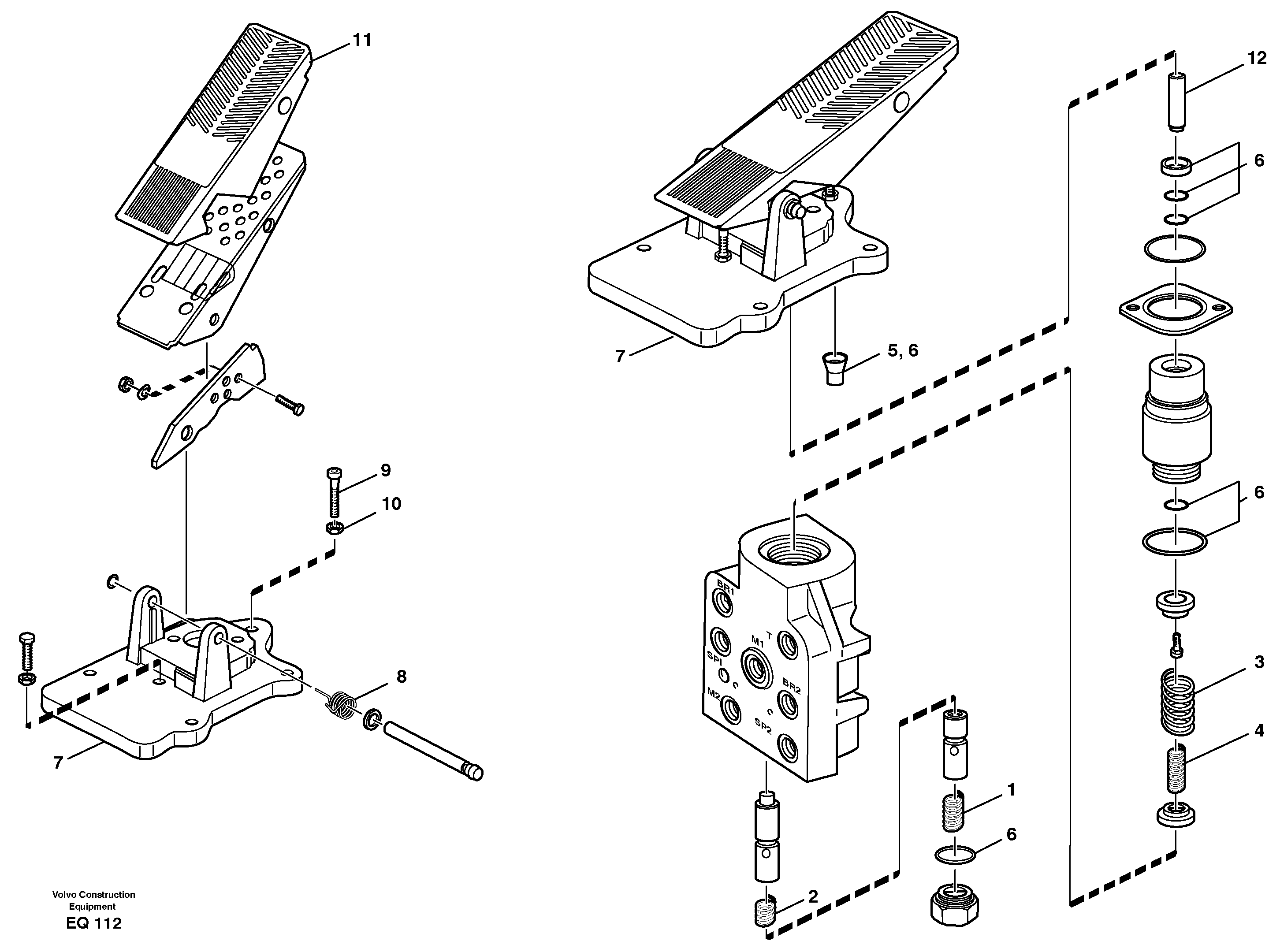 Footbrake valve — volvo parts diagram