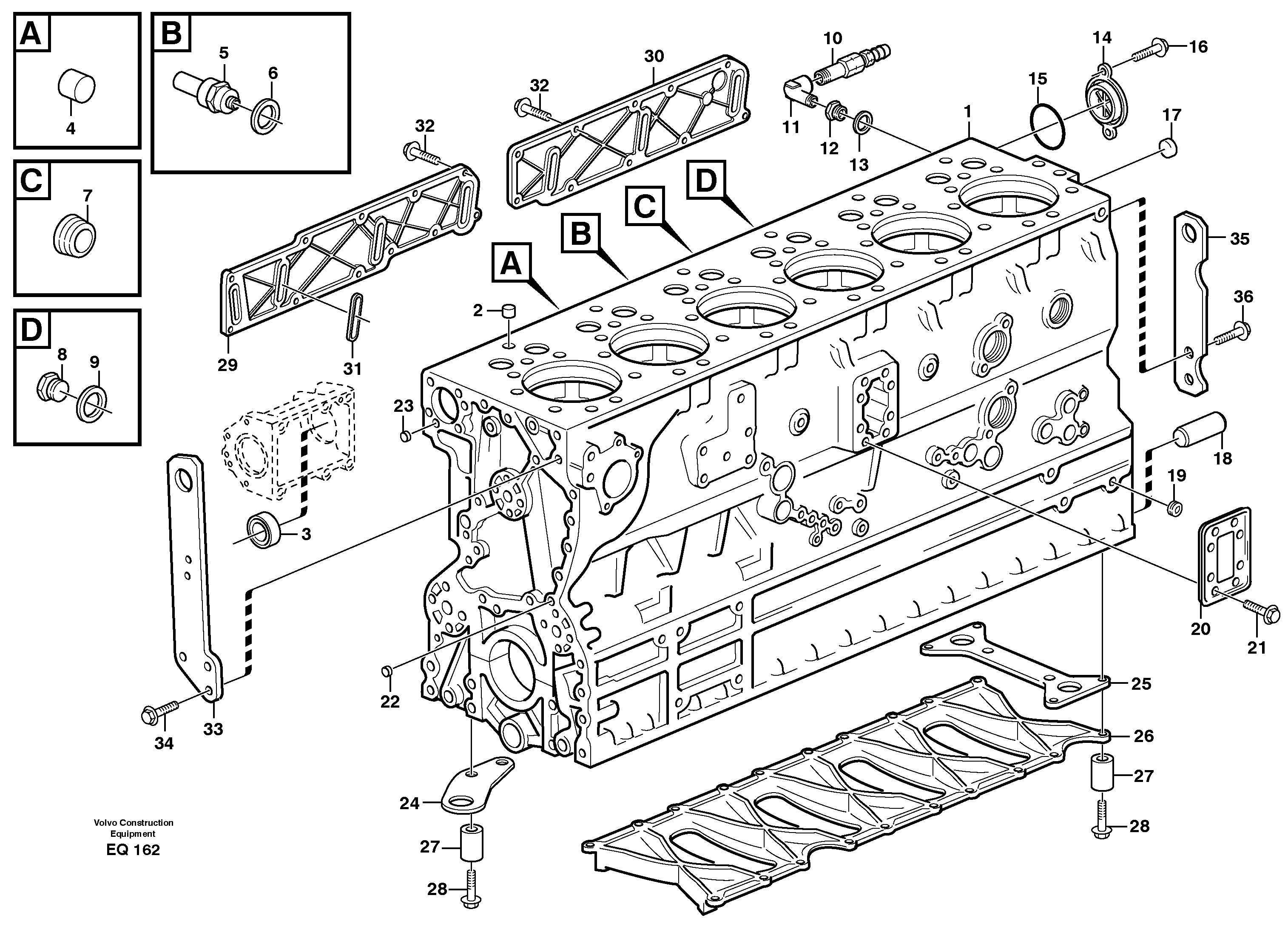 Cylinder block — volvo parts diagram
