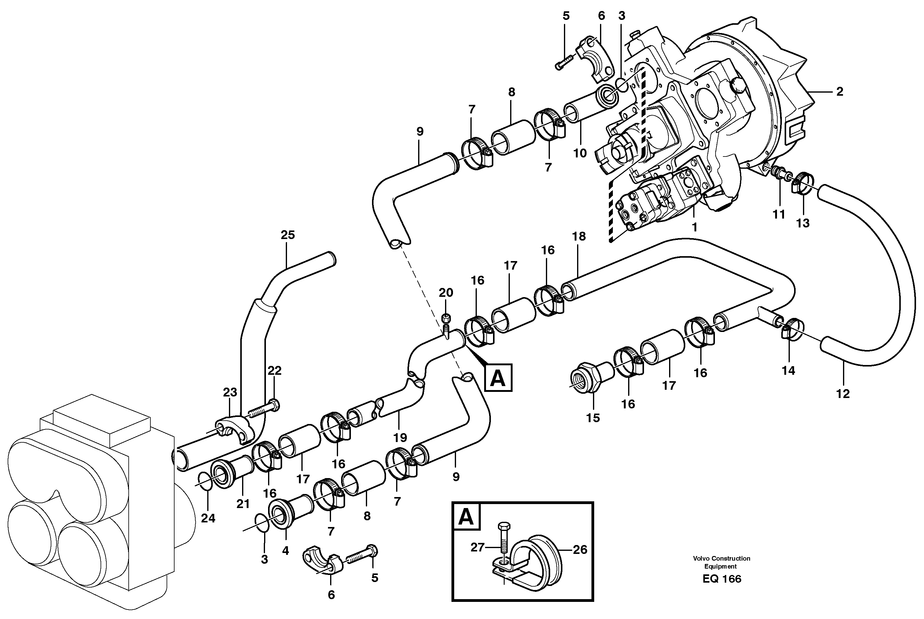 Transmission: Suction- and return pipes  SER NO - 62139 — volvo parts diagram