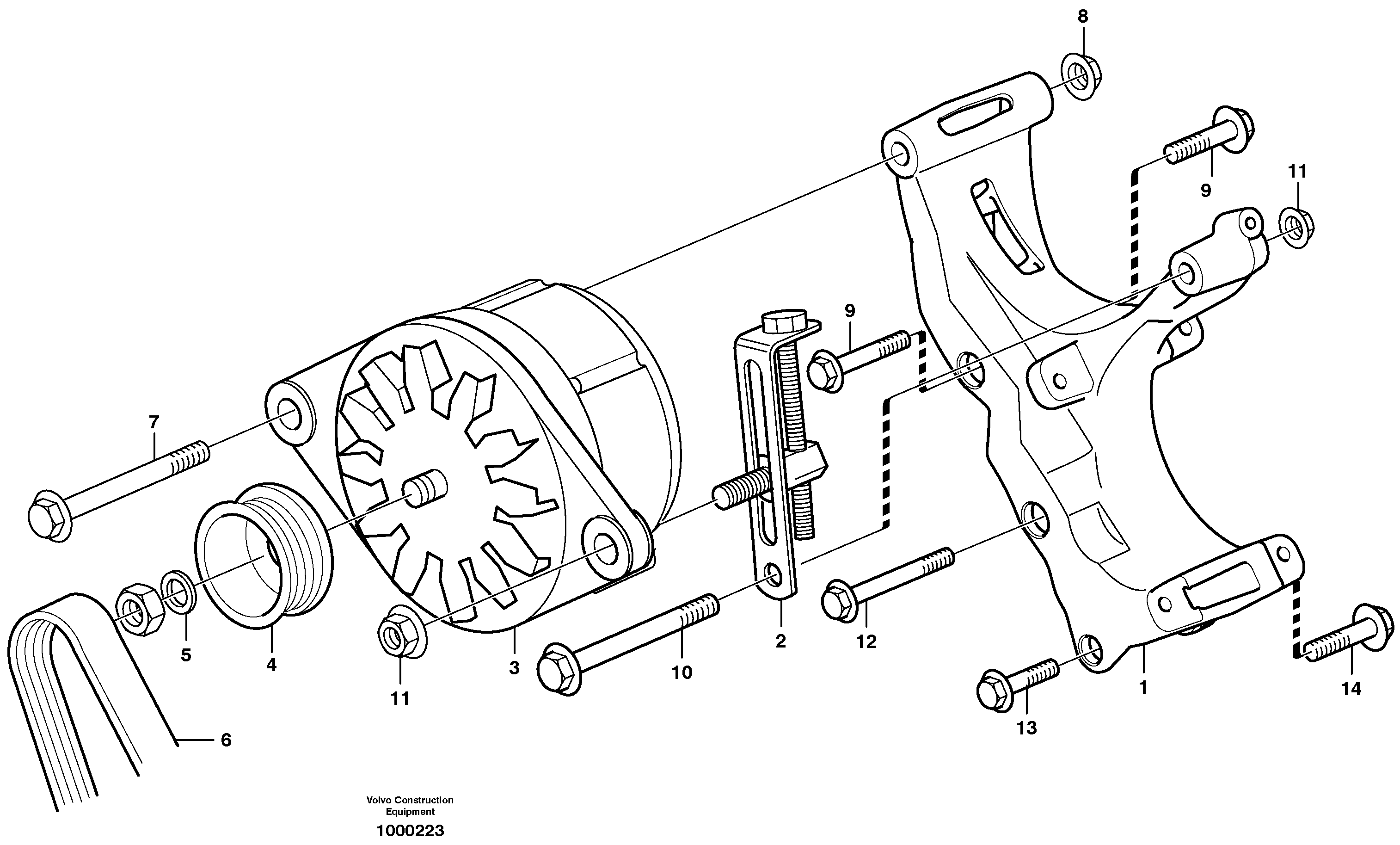 Alternator with assembling details — volvo parts diagram