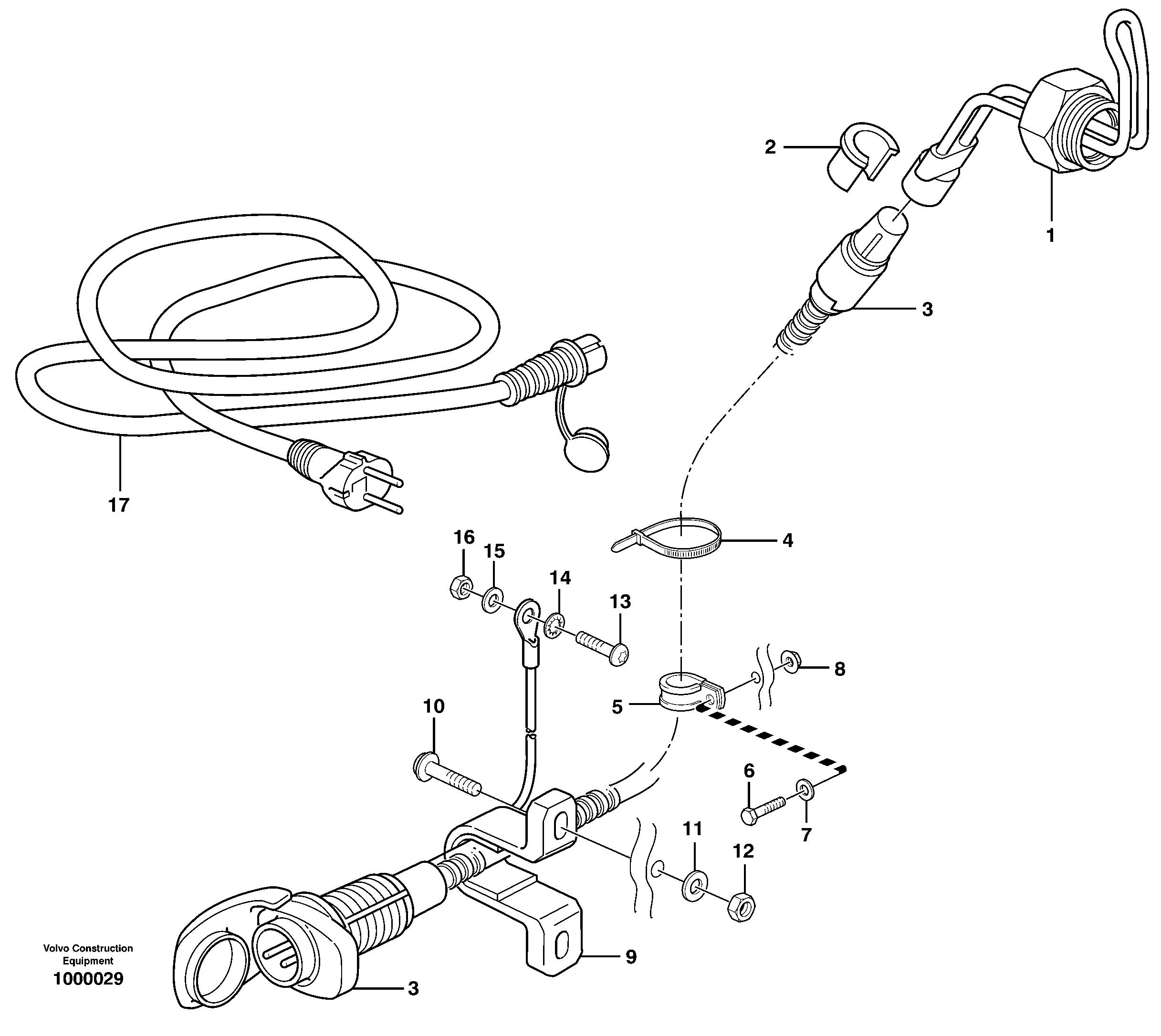 Engine heater, 220v/1500w 80567 — volvo parts diagram
