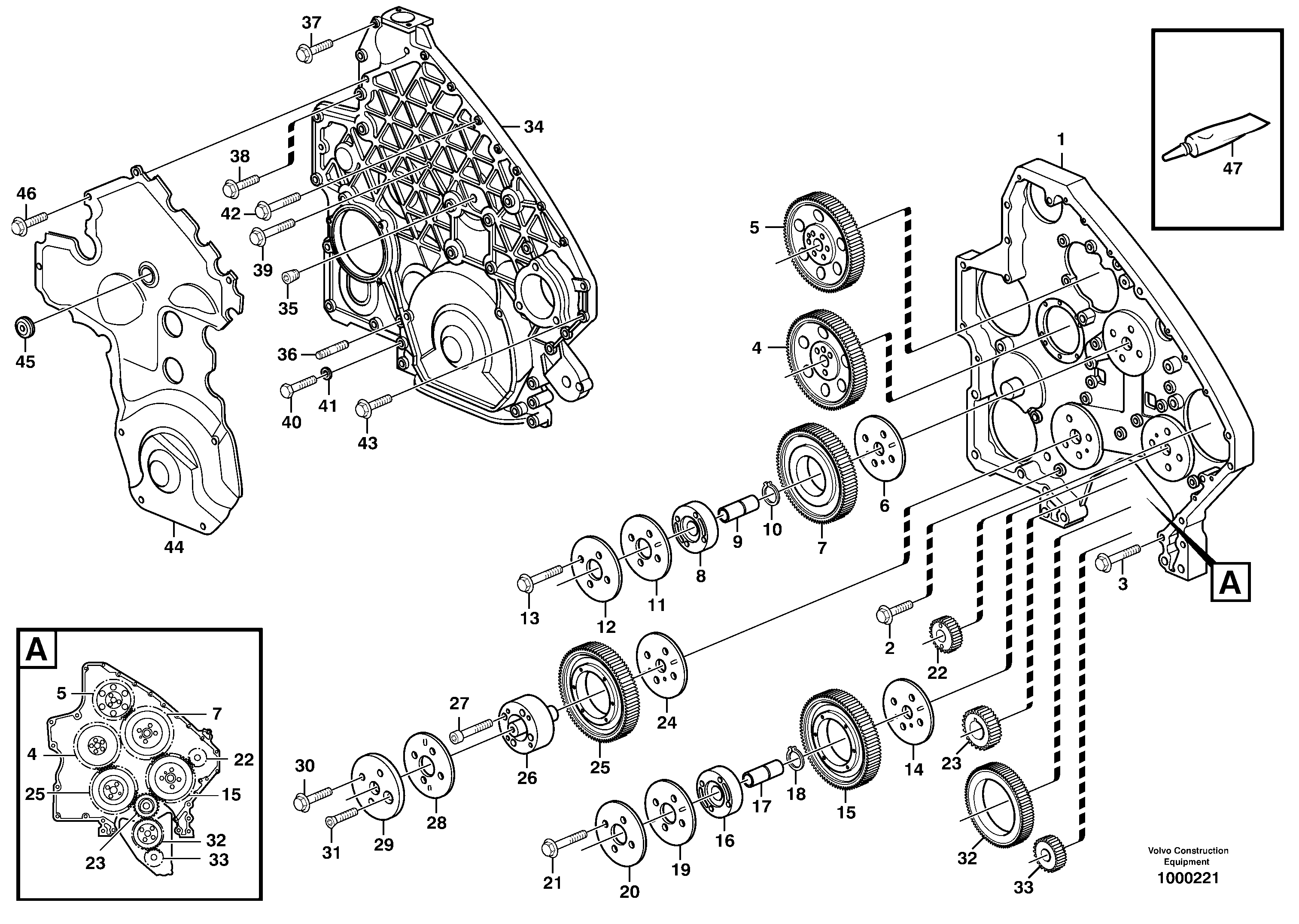Timing gear casing and gears — volvo parts diagram