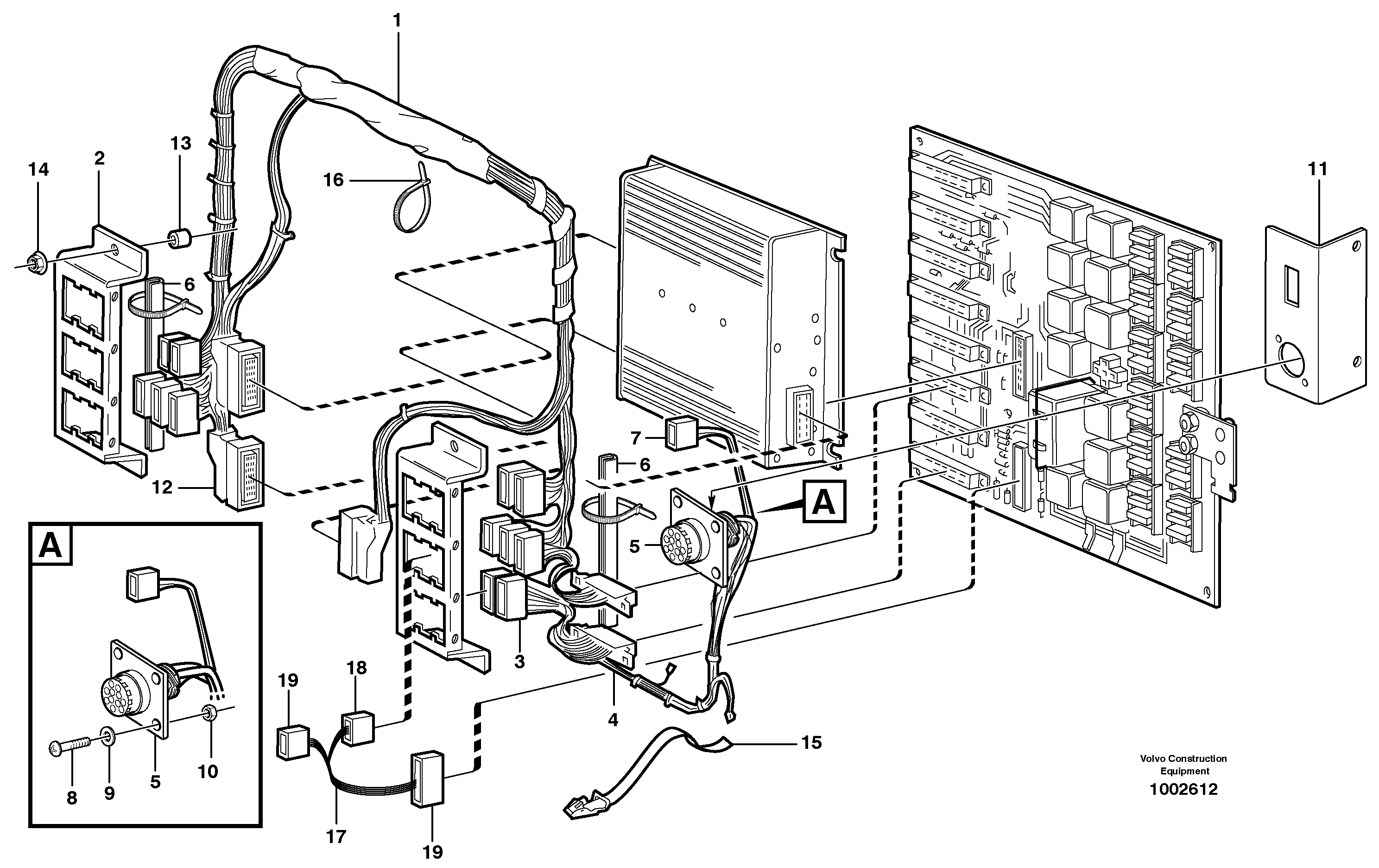 Electrical distribut.unitand cable harness  SER NO - 61400 — volvo parts diagram