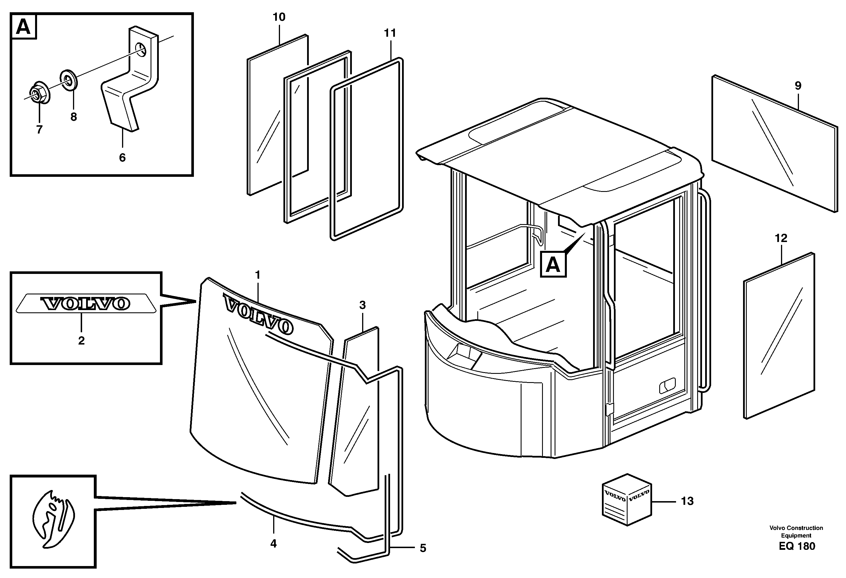 Glass panes — volvo parts diagram