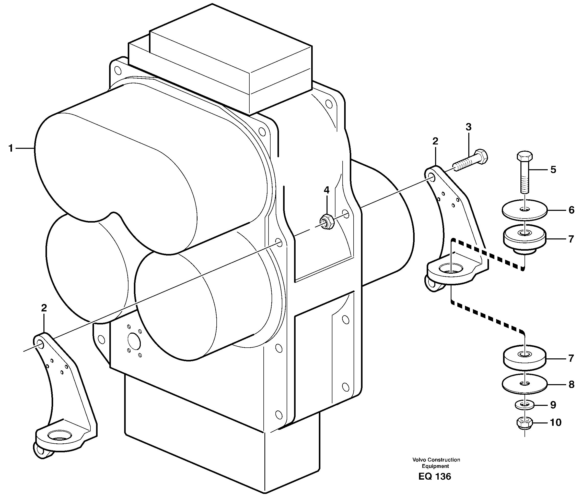 Gear box housing with fitting parts — volvo parts diagram