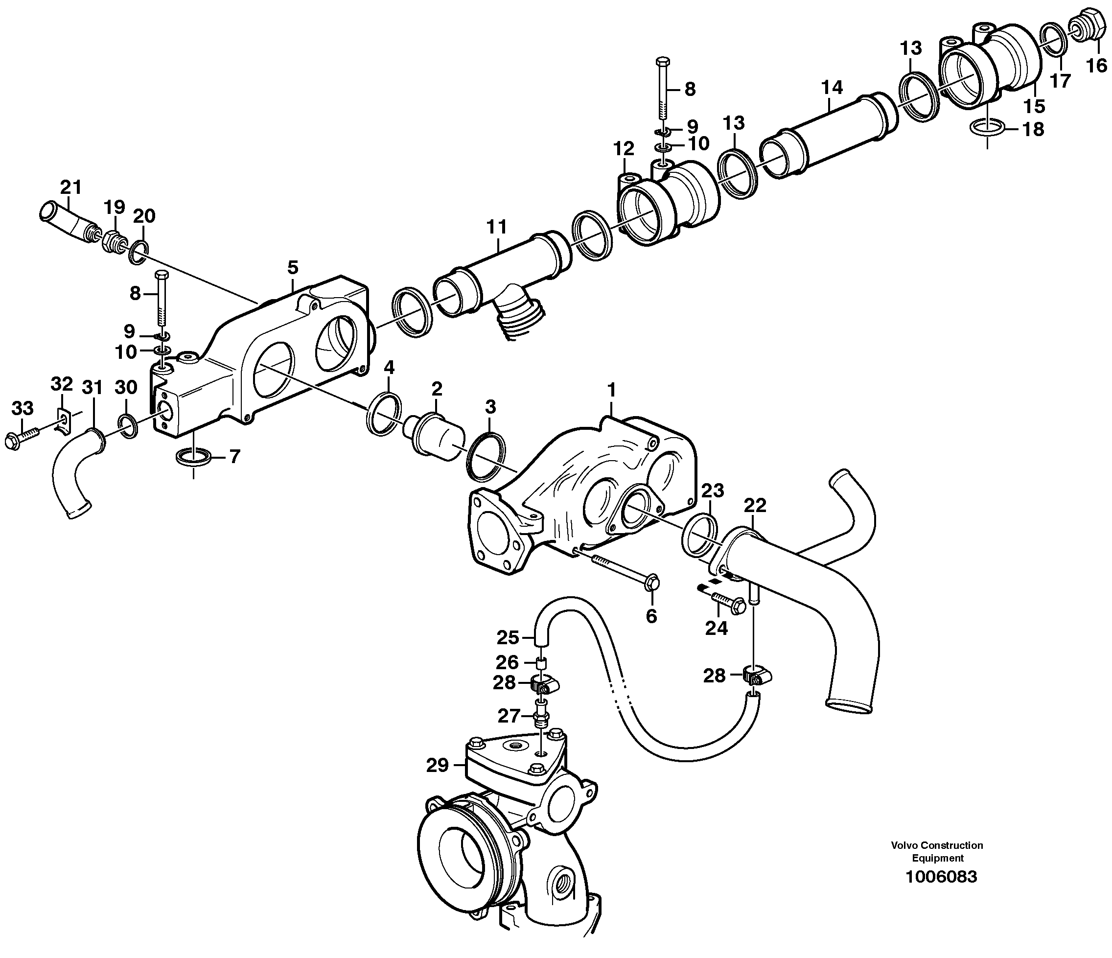 Thermostathousing with fitting parts — volvo parts diagram