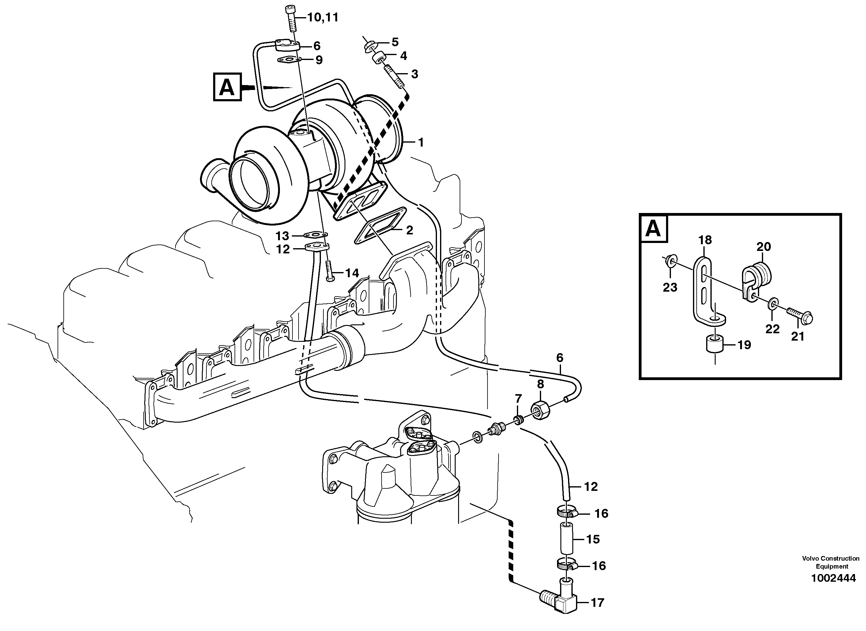 Turbocharger with fitting parts — volvo parts diagram