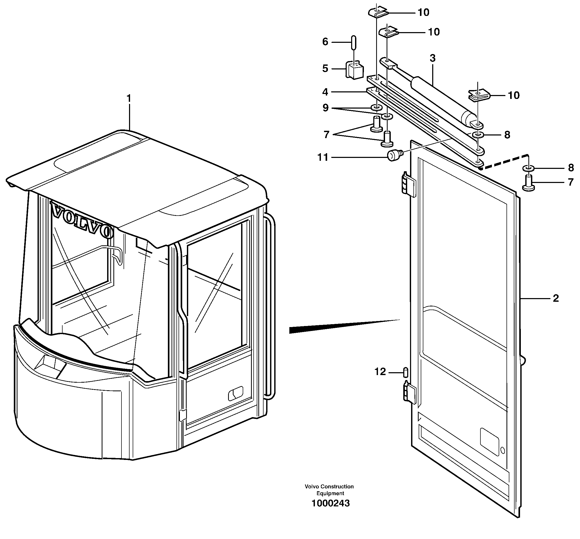 Door with fitting parts — volvo parts diagram