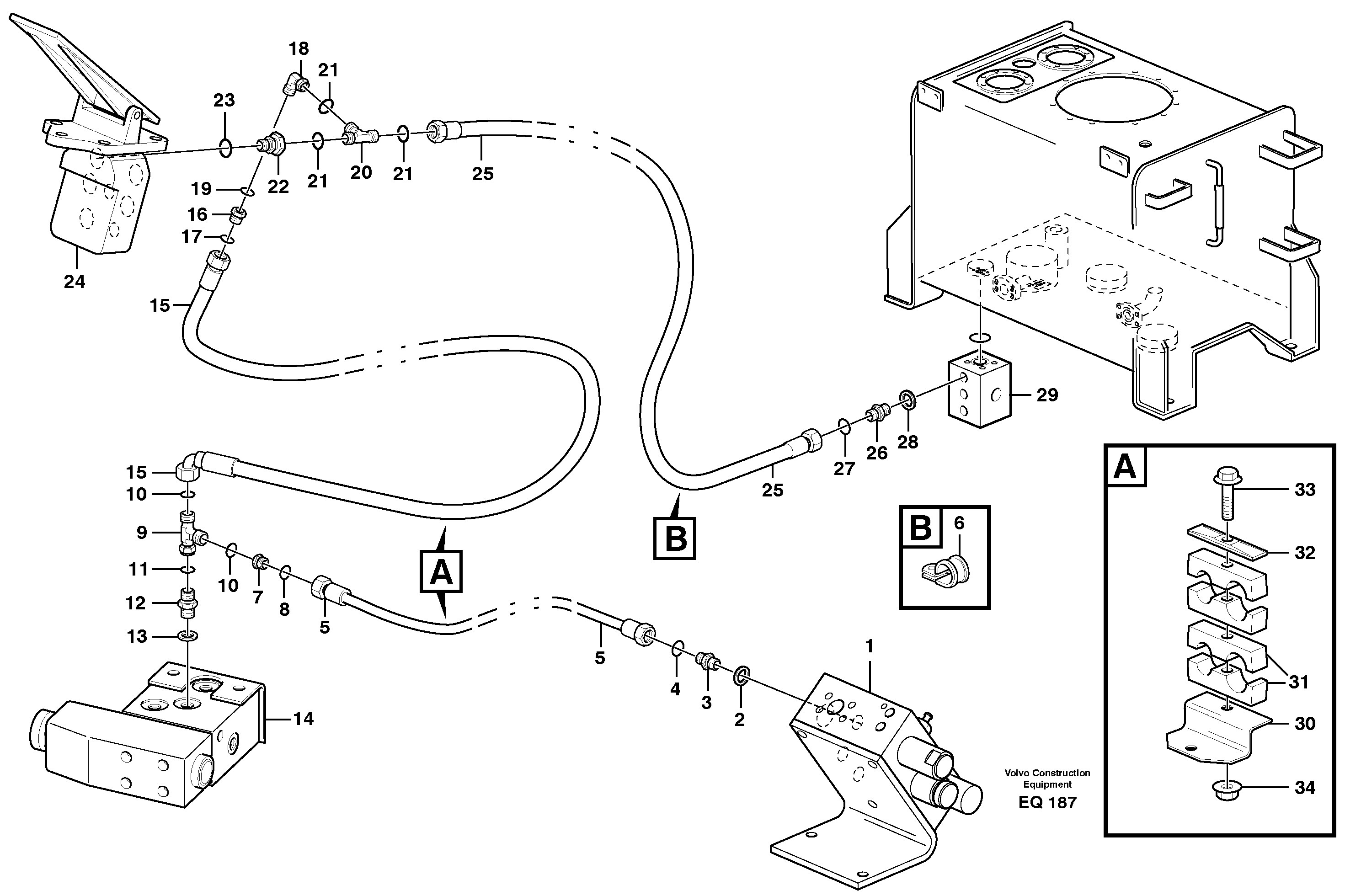 Draining line, central block — volvo parts diagram