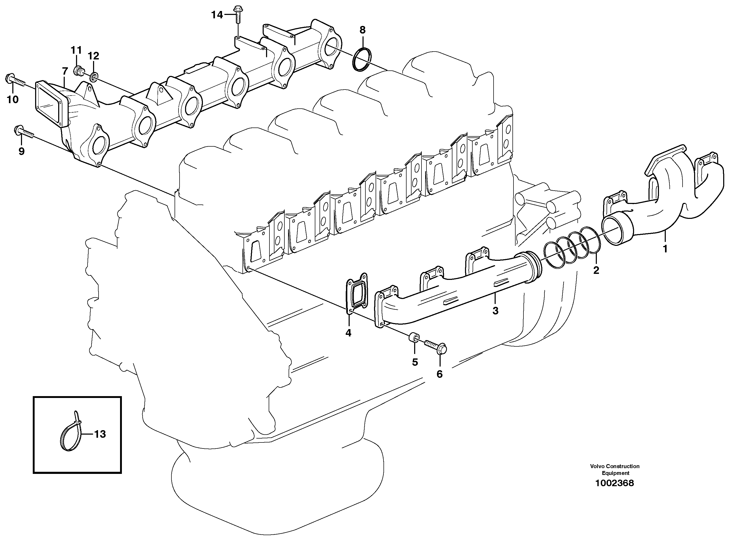 Inlet manifold and exhaust manifold — volvo parts diagram
