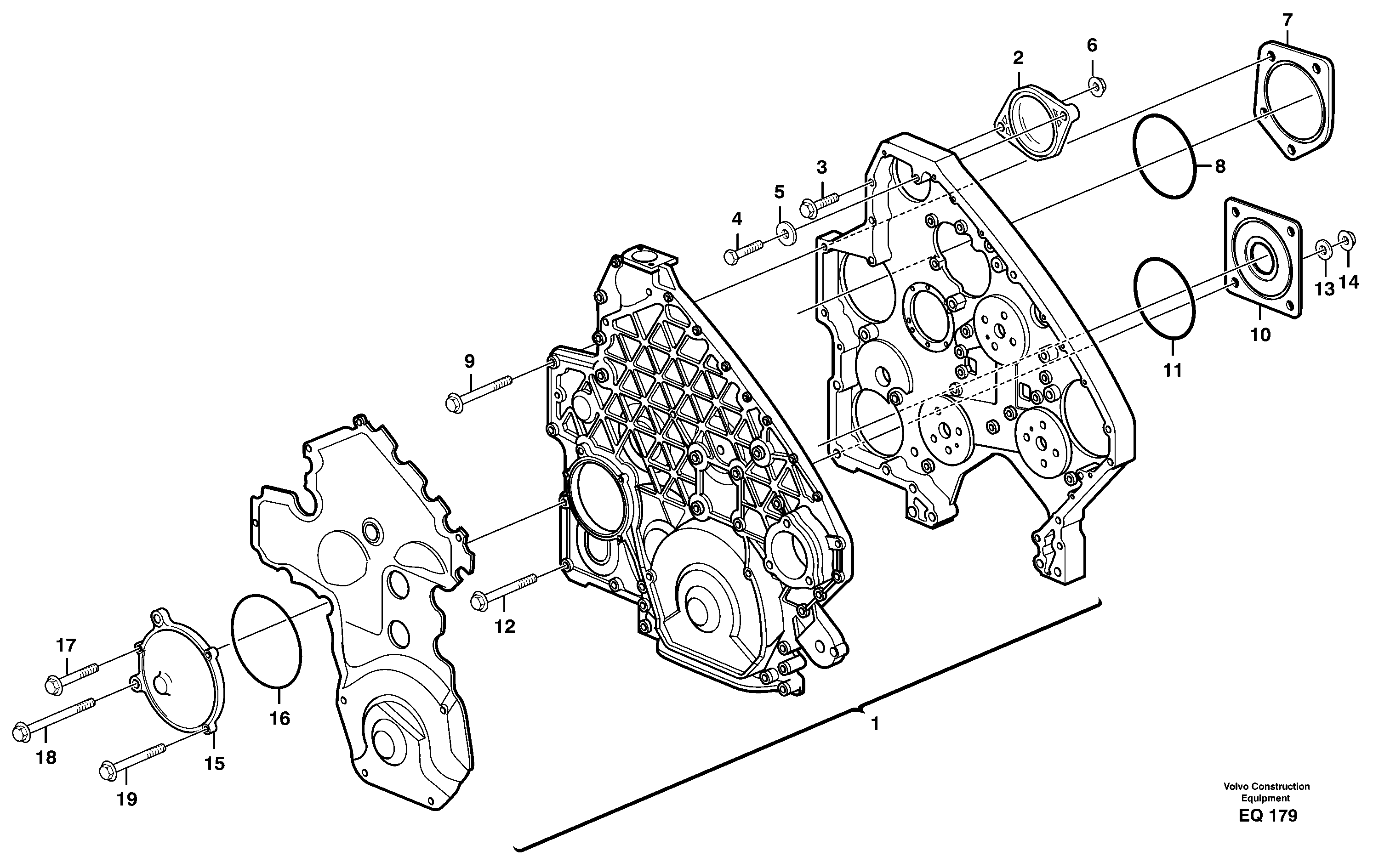 Timing gear casing and covers — volvo parts diagram