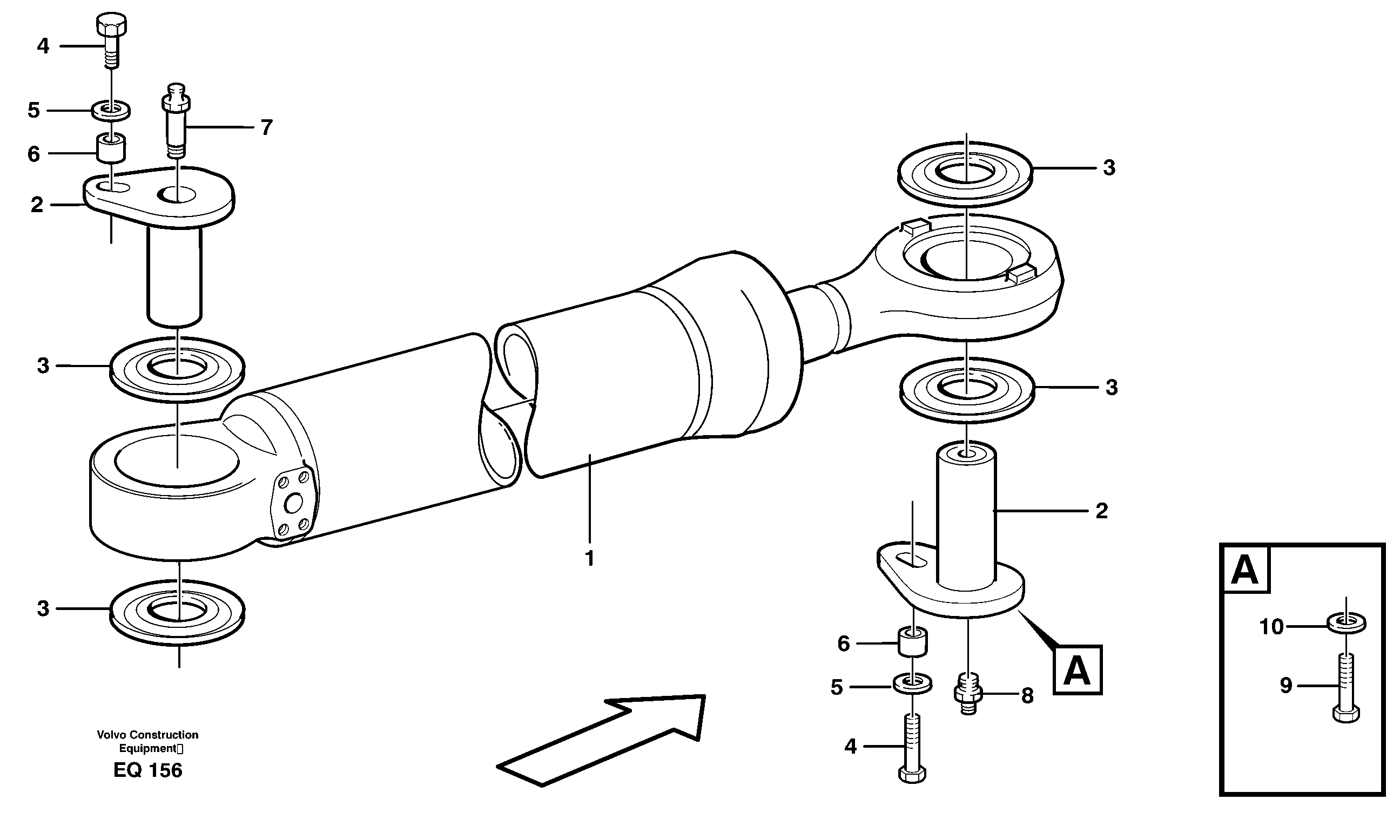 Hydraulic cylinder with fitting parts — volvo parts diagram