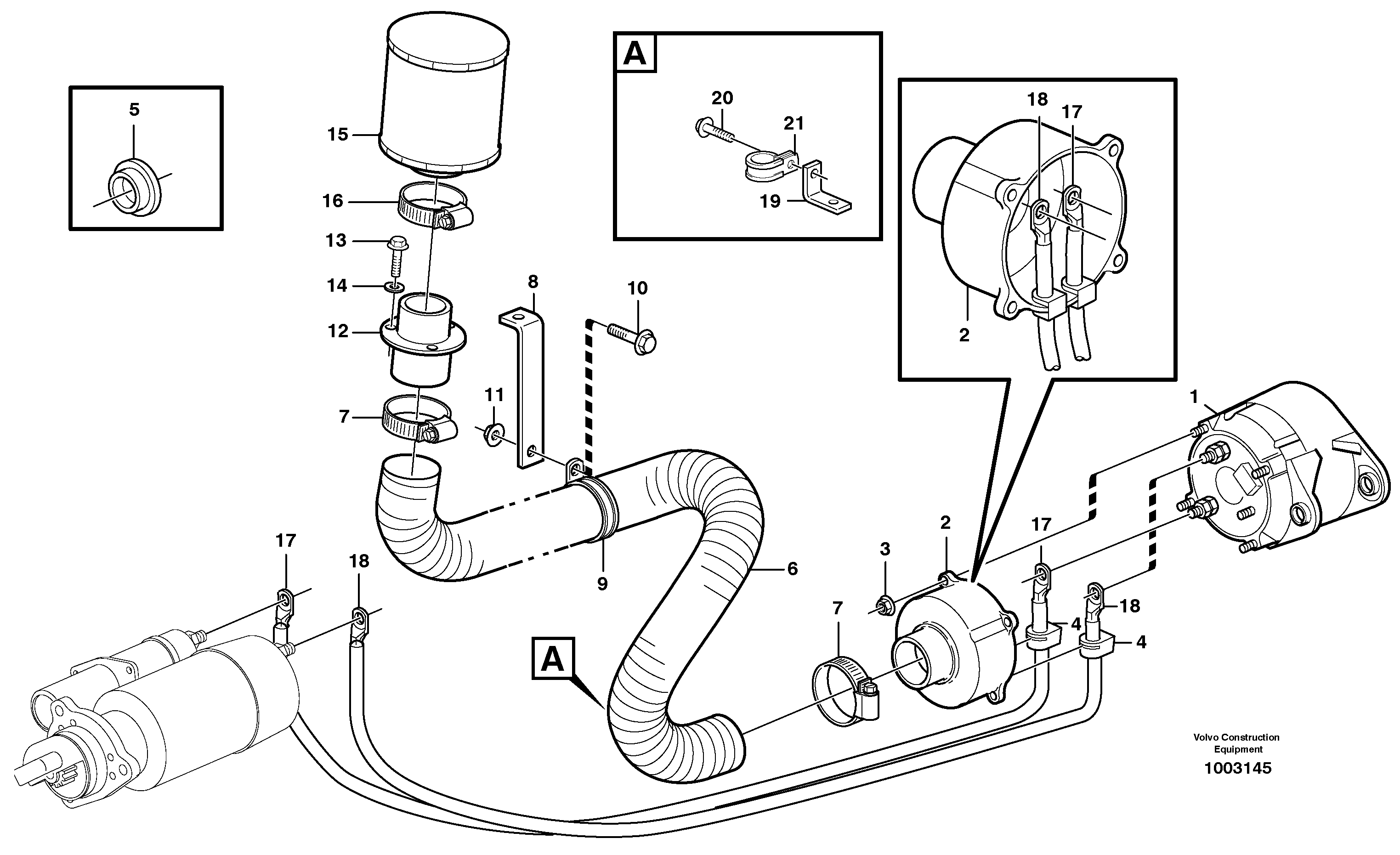 Alternator with assembling details — volvo parts diagram
