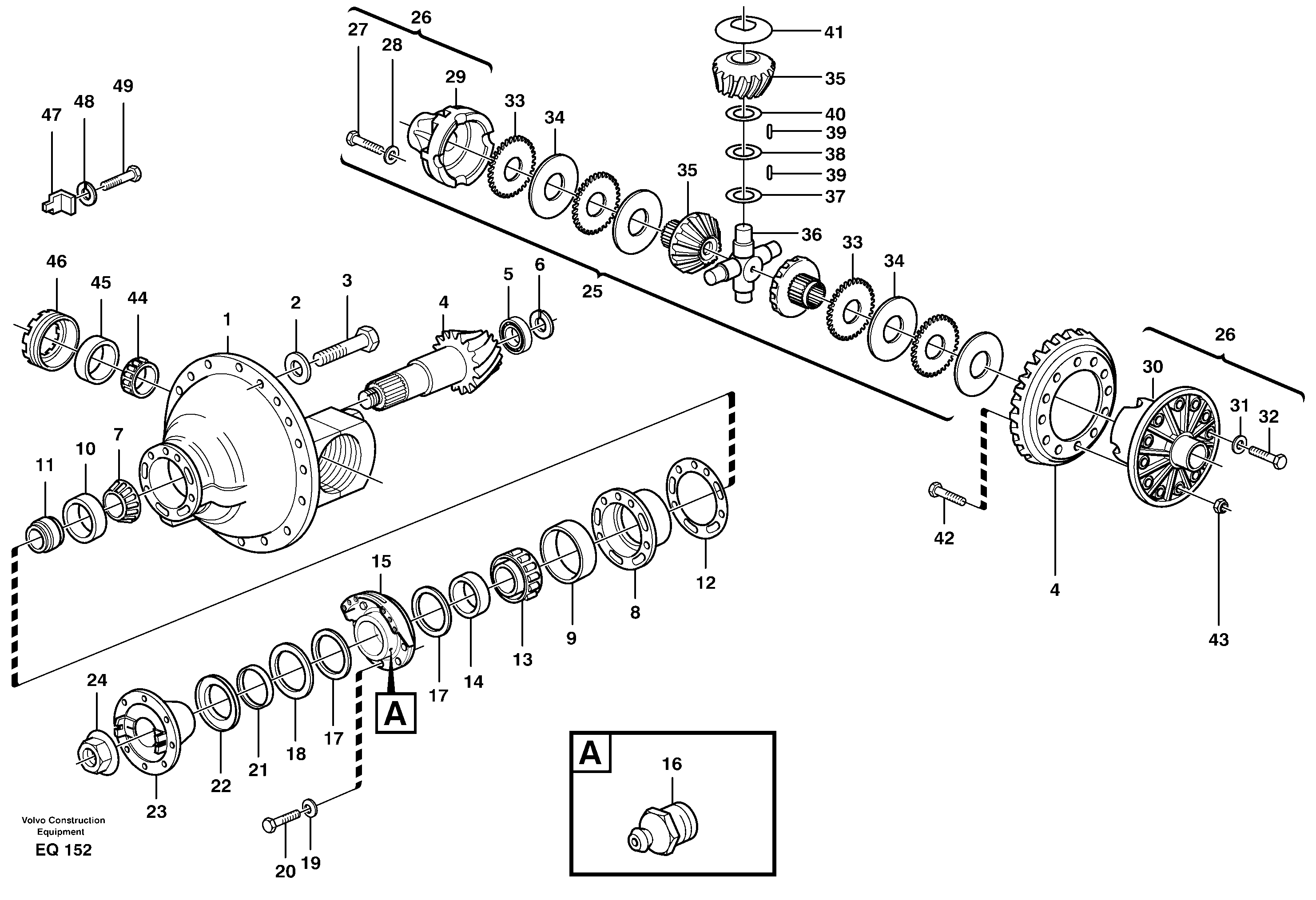 Differential carrier, forward — volvo parts diagram
