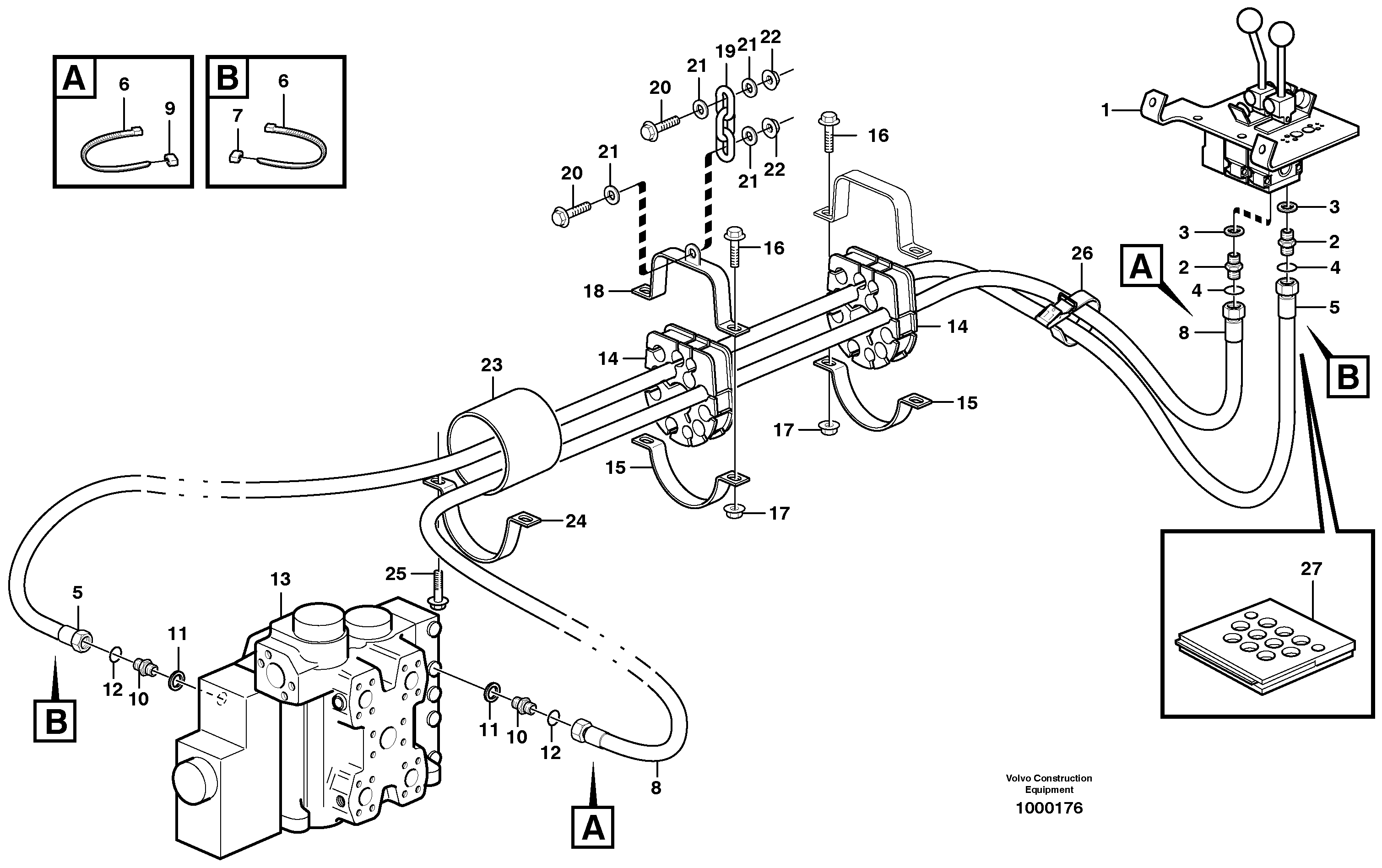 Servo - hydraulic, control lines, tilt — volvo parts diagram