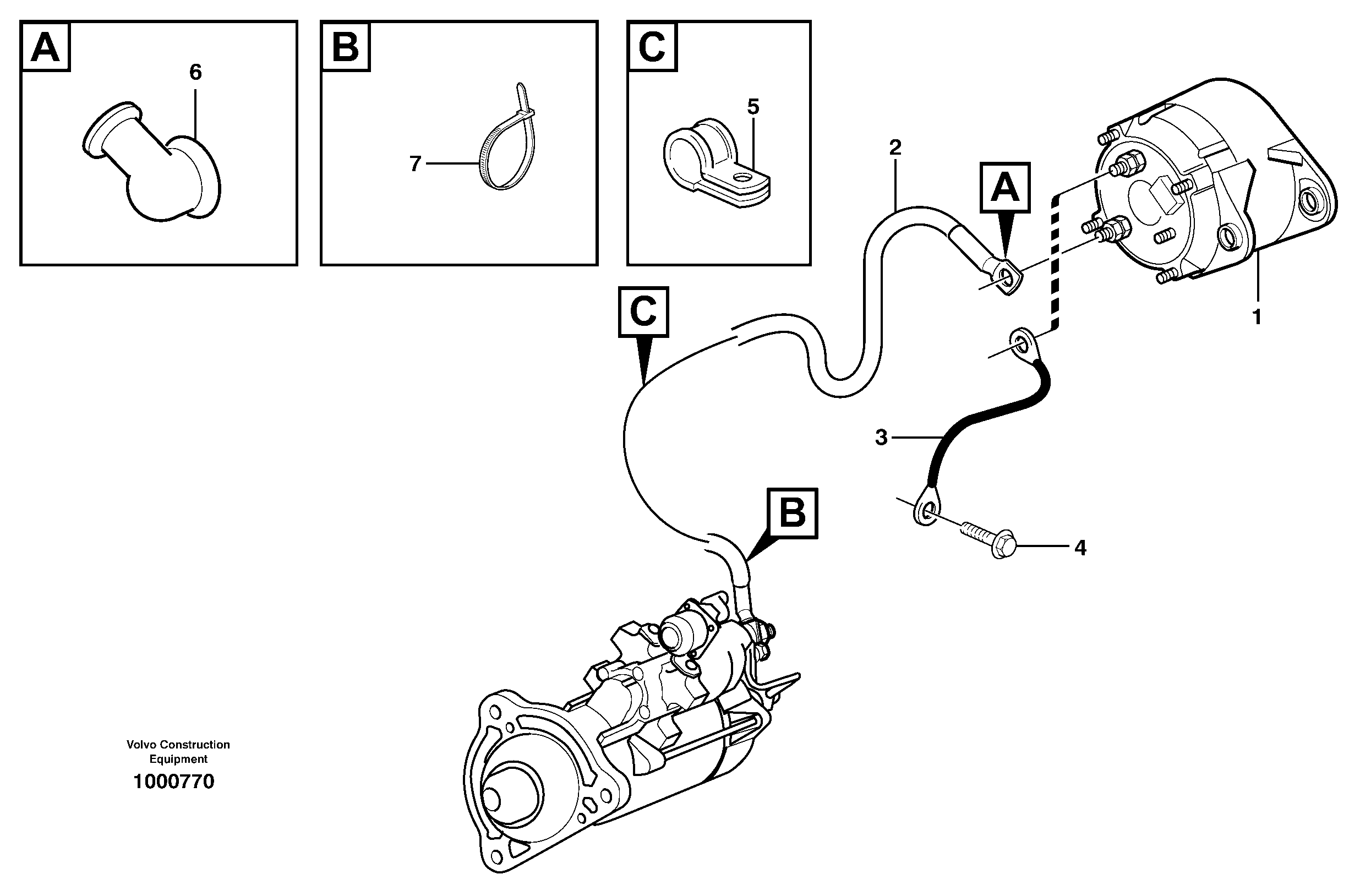 Cable harness, alternator — volvo parts diagram