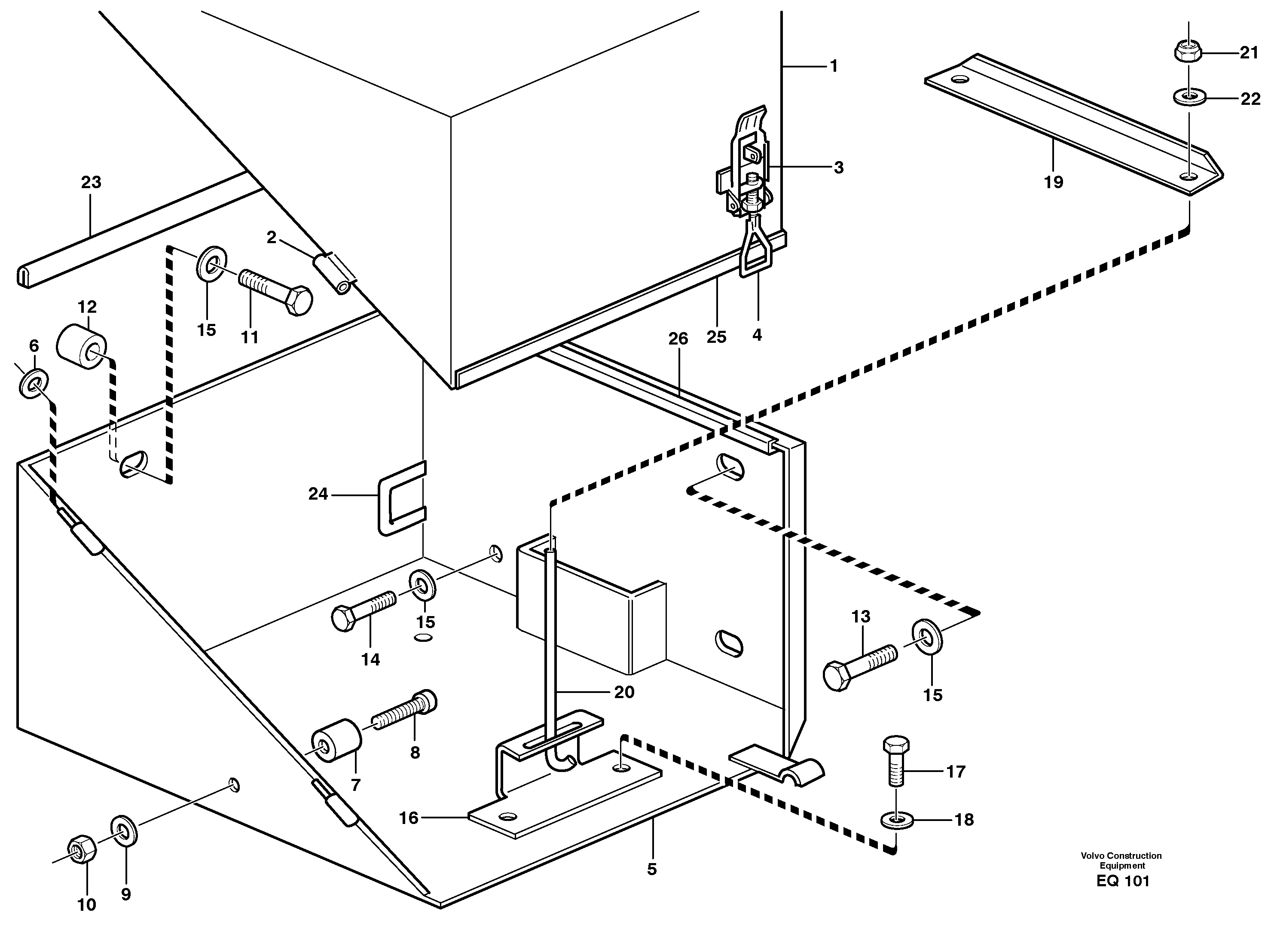 Battery box with fitting parts — volvo parts diagram