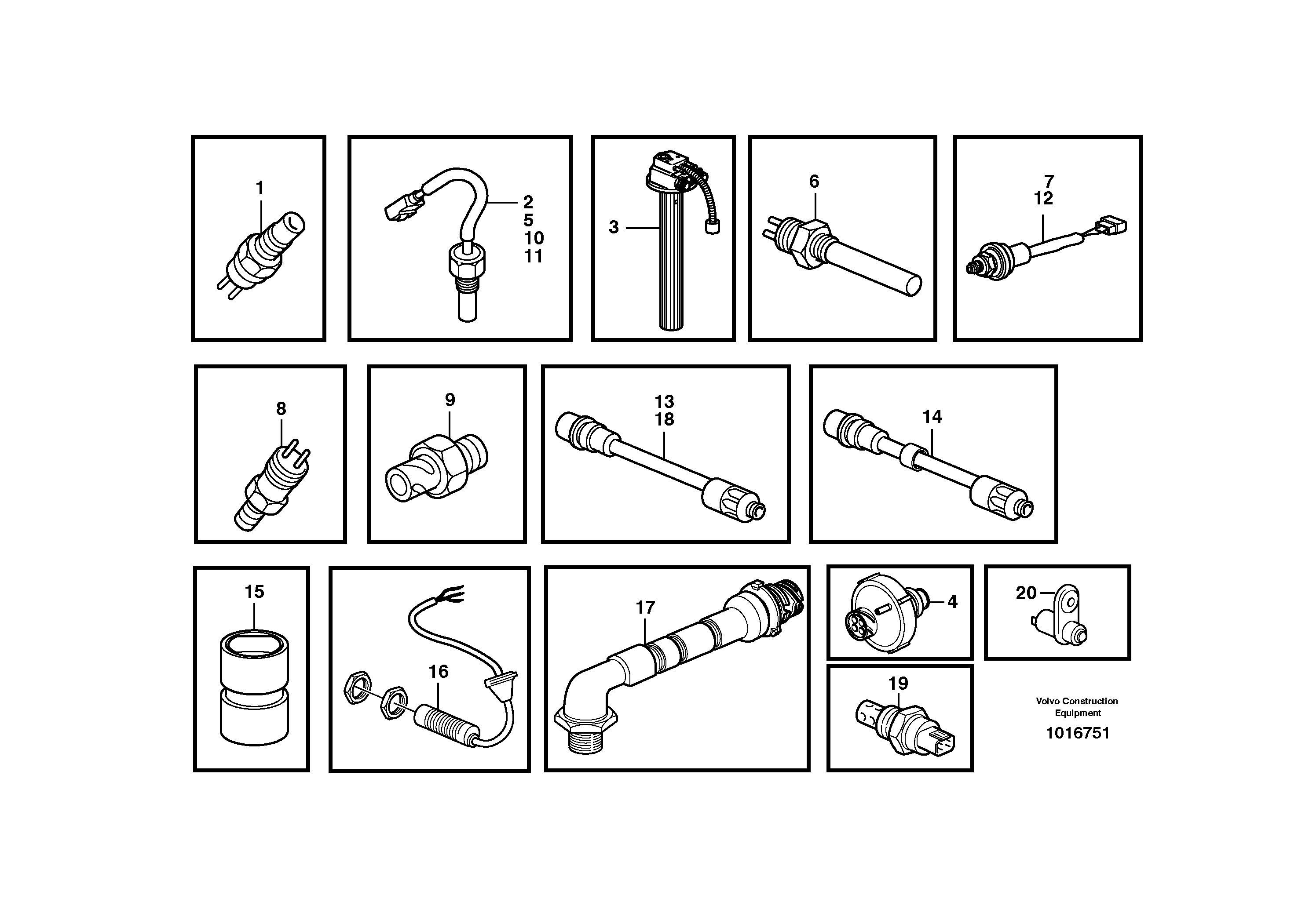 Sensors, reference list — volvo parts diagram