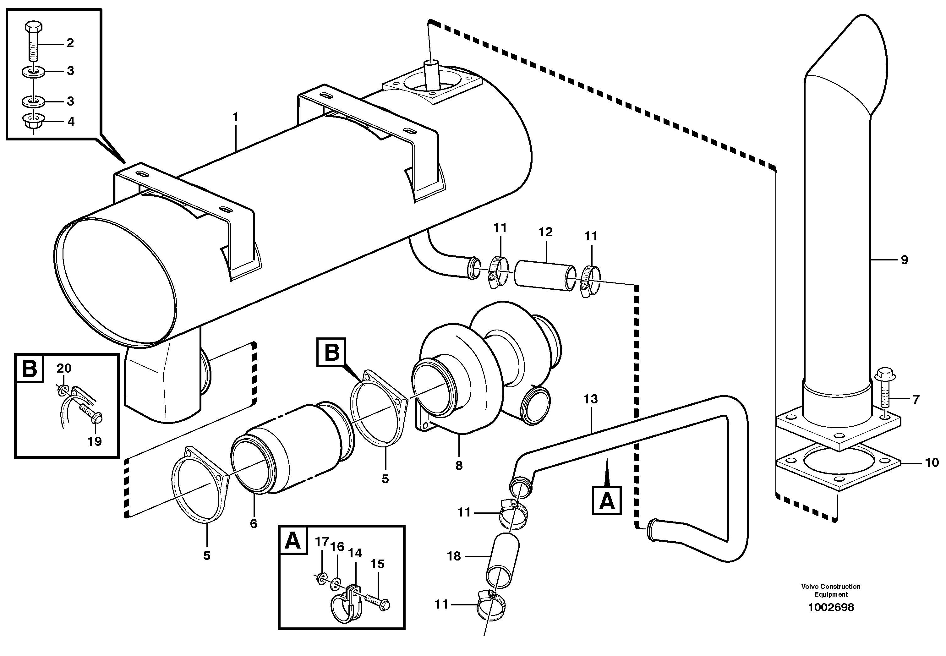 Exhaust system — volvo parts diagram
