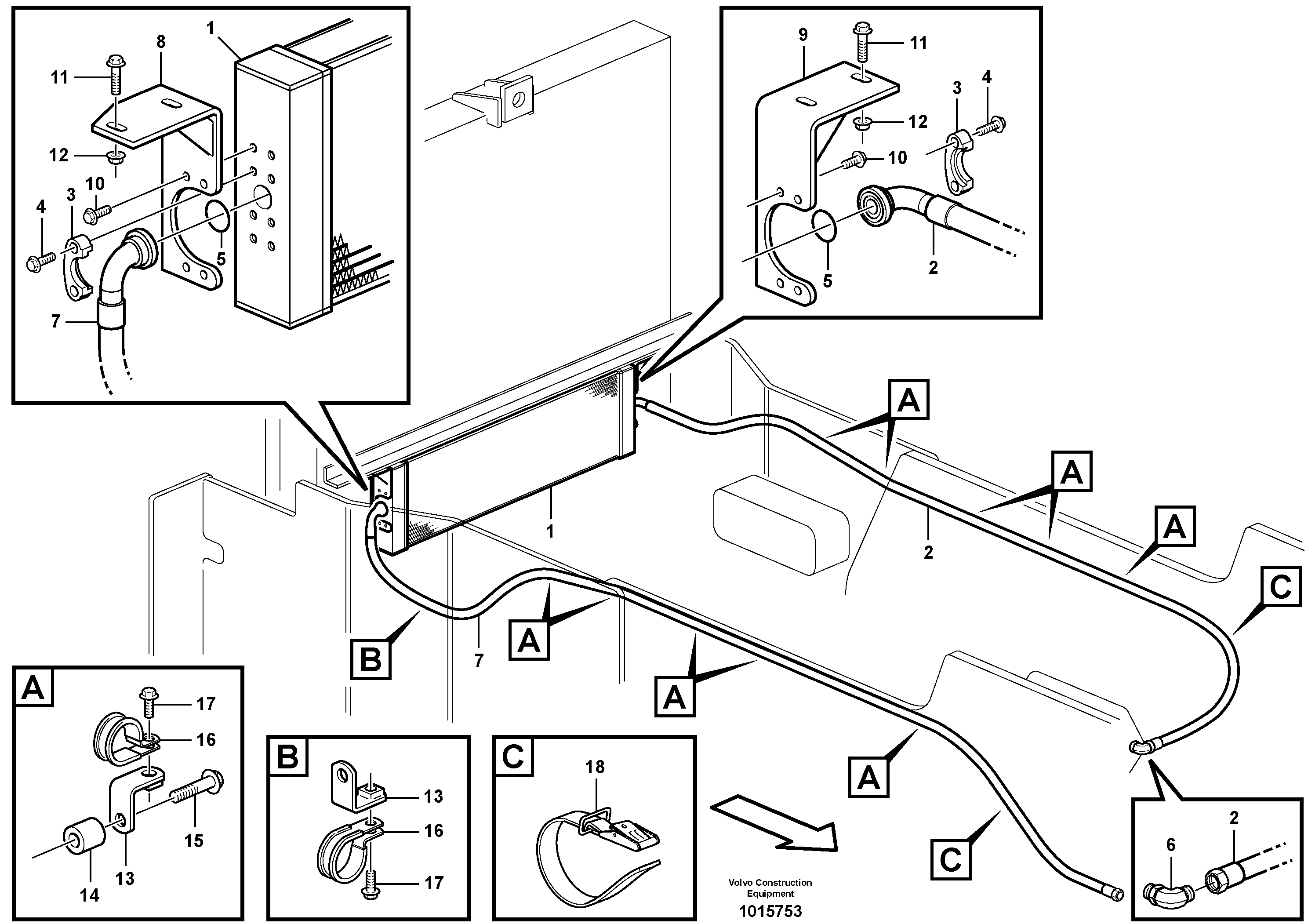Hydraulic oil cooler  82702 — volvo parts diagram