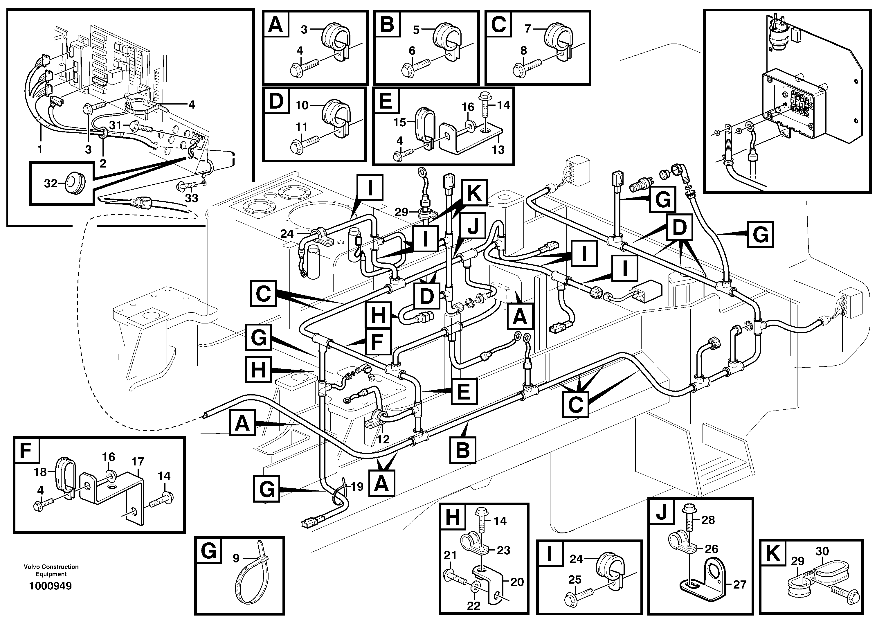 Rear cable harness with assembly parts — volvo parts diagram