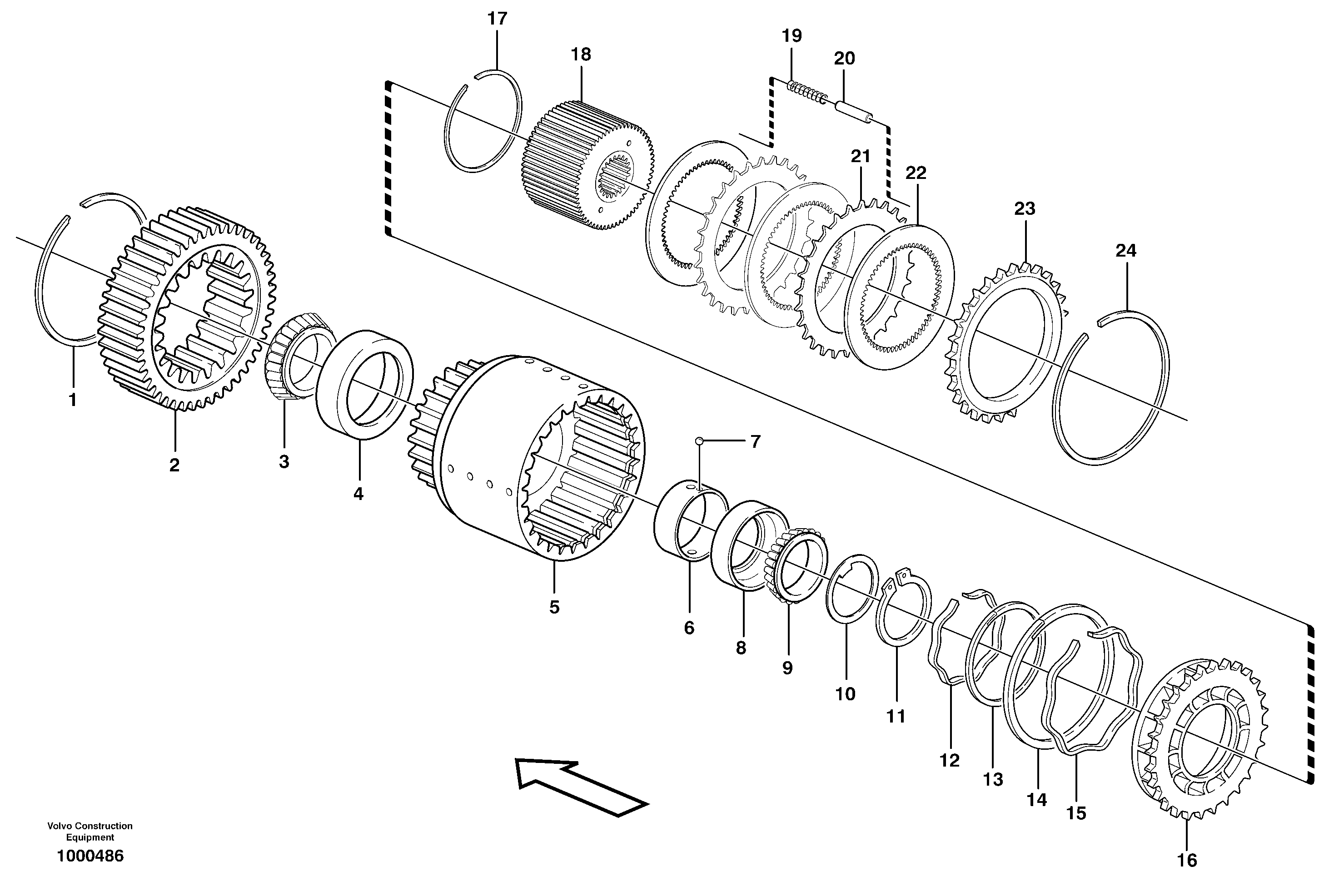 Clutch drum, First & second — volvo parts diagram