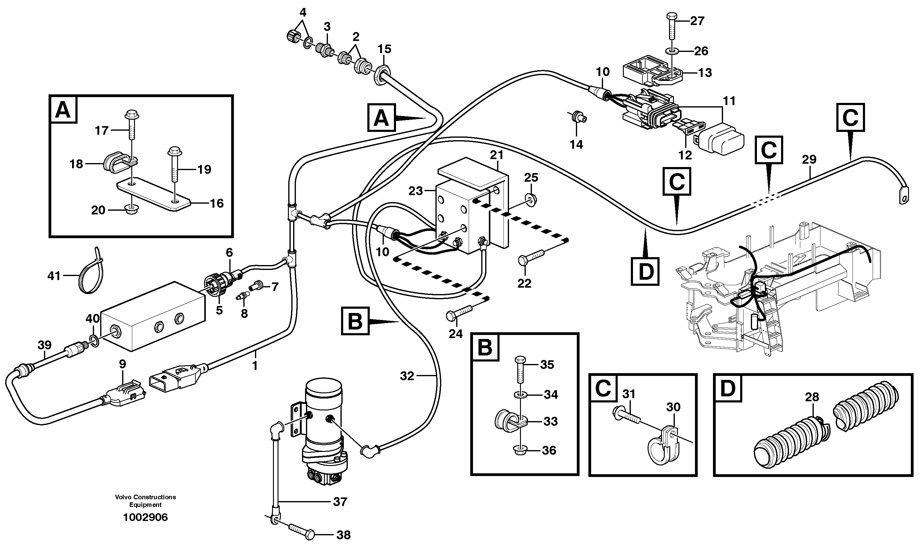 Cable harness, secondary steering system.  80976 — volvo parts diagram