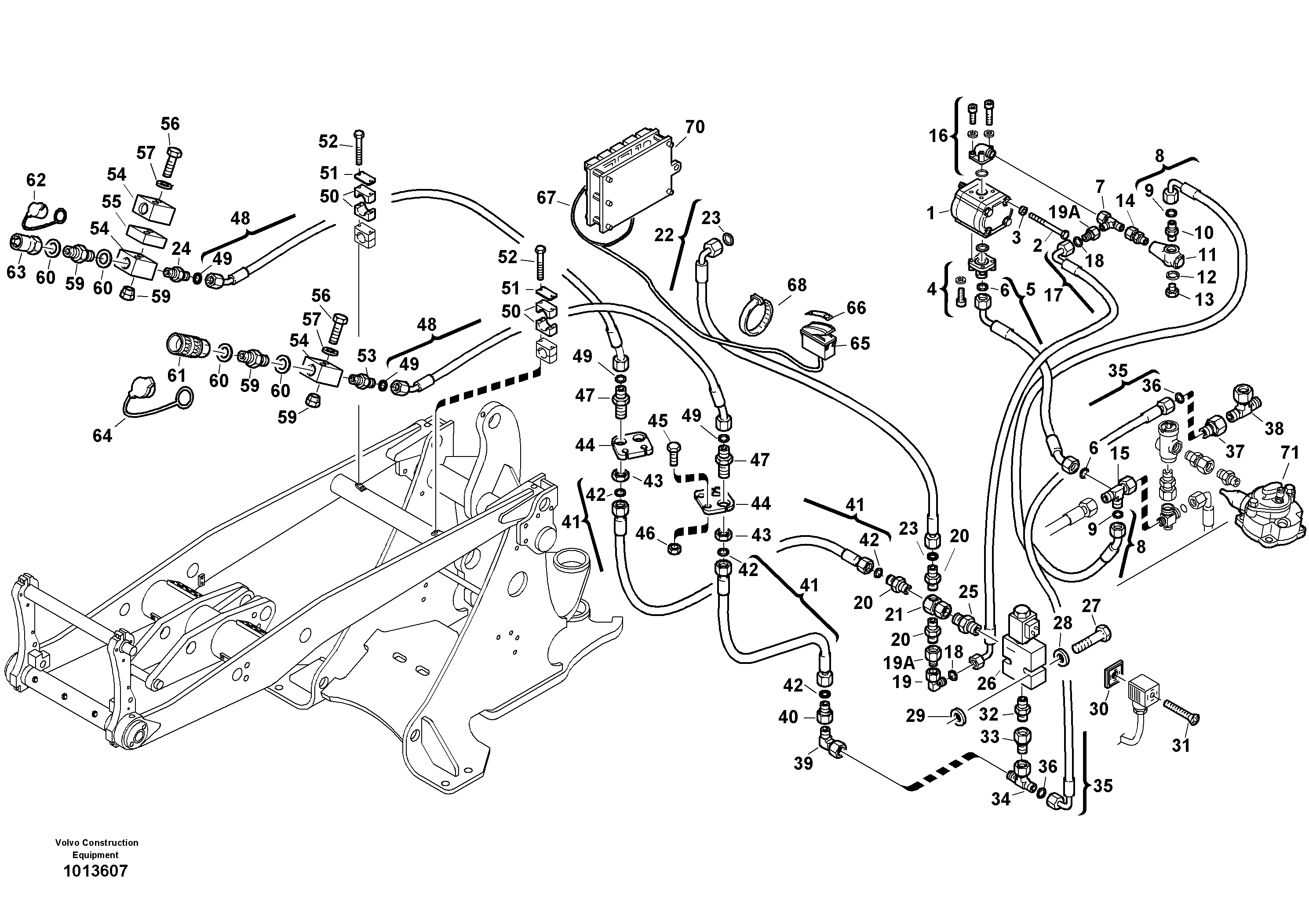 Auxil. pomp with lines (Skid Steer attachment) — volvo parts diagram