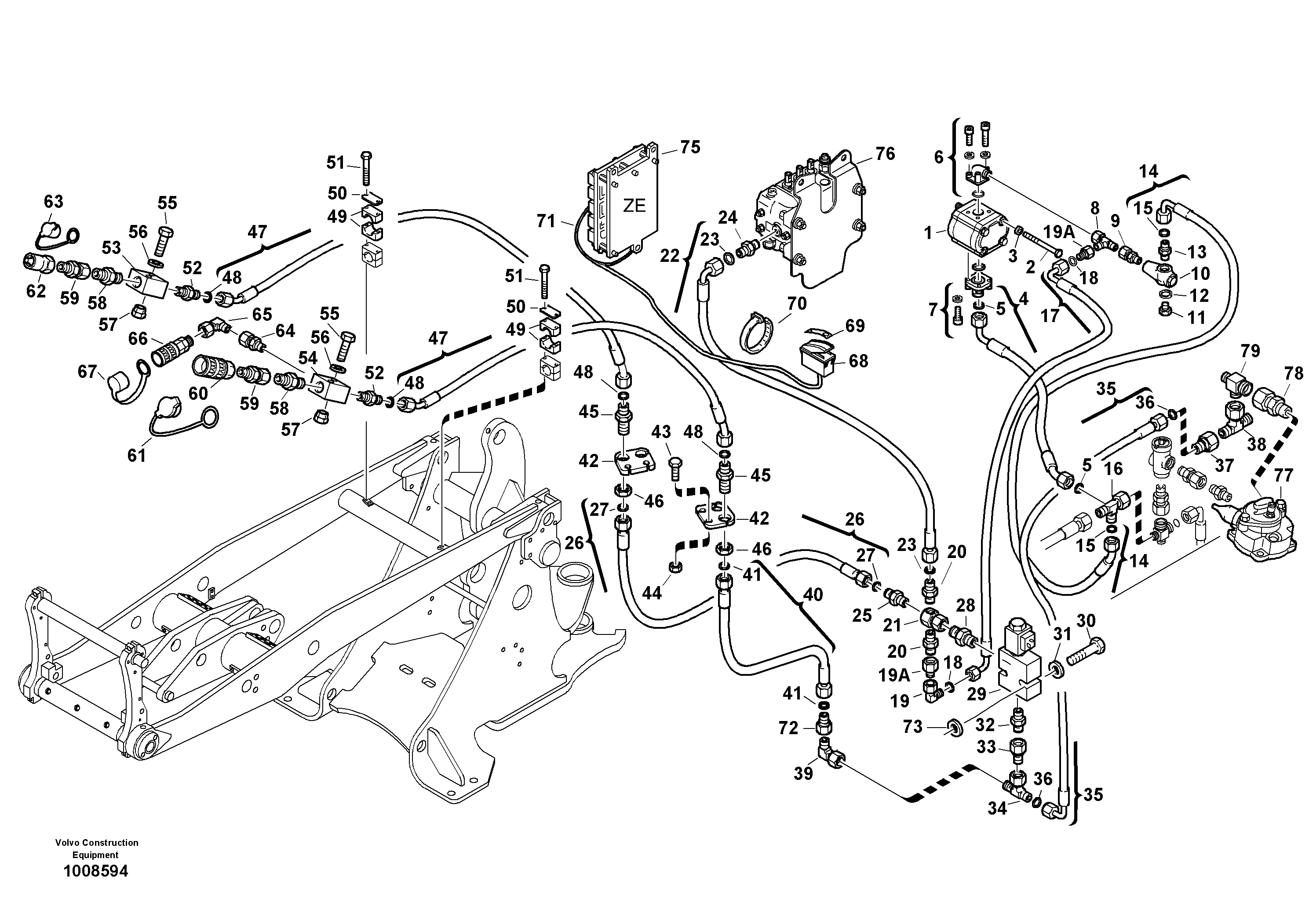 Auxil. pump with lines — volvo parts diagram