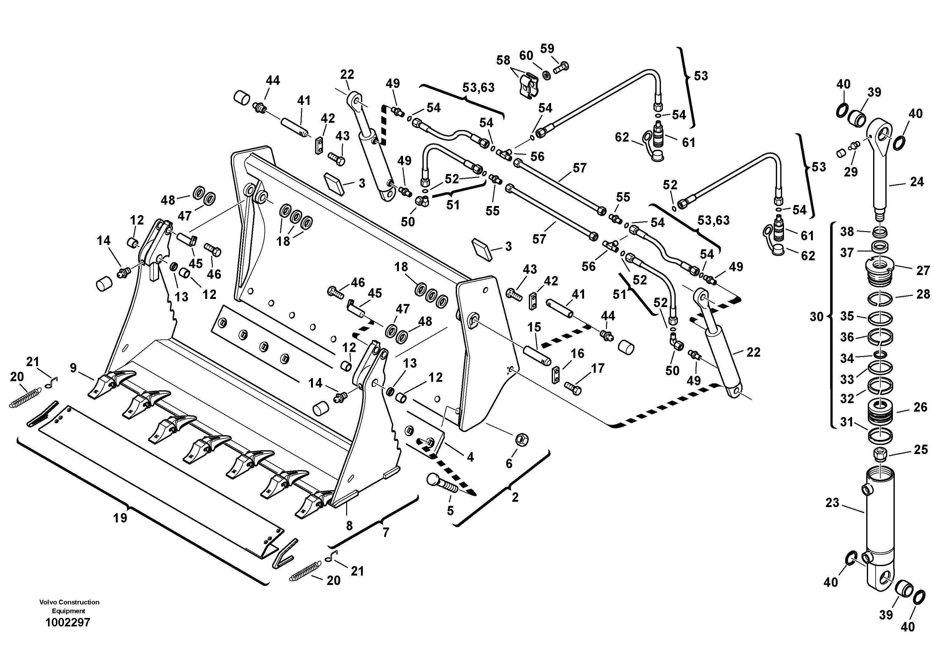 Shutter bucket with teeth — volvo parts diagram