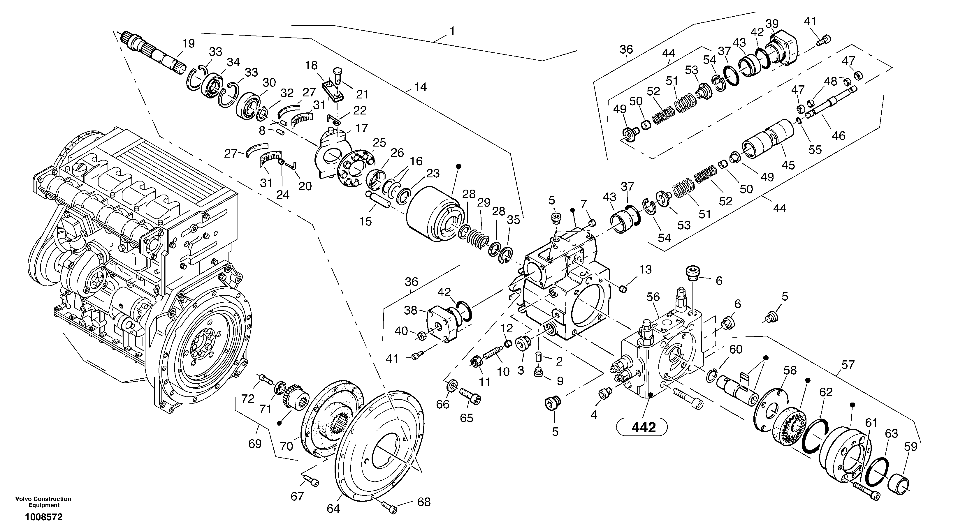 Variable displacement pump — volvo parts diagram