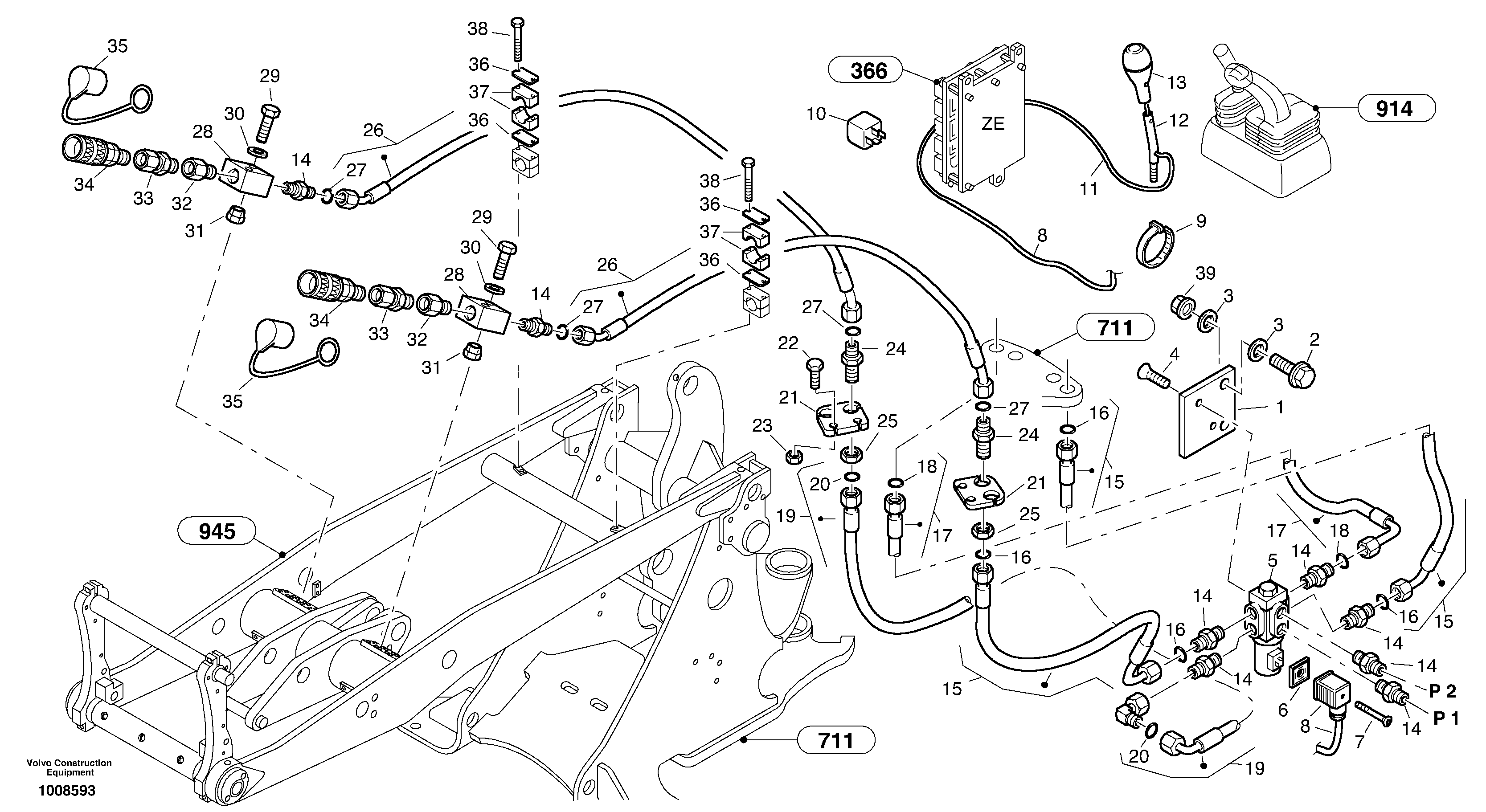 Hydraulic function - Nr. 4 — volvo parts diagram