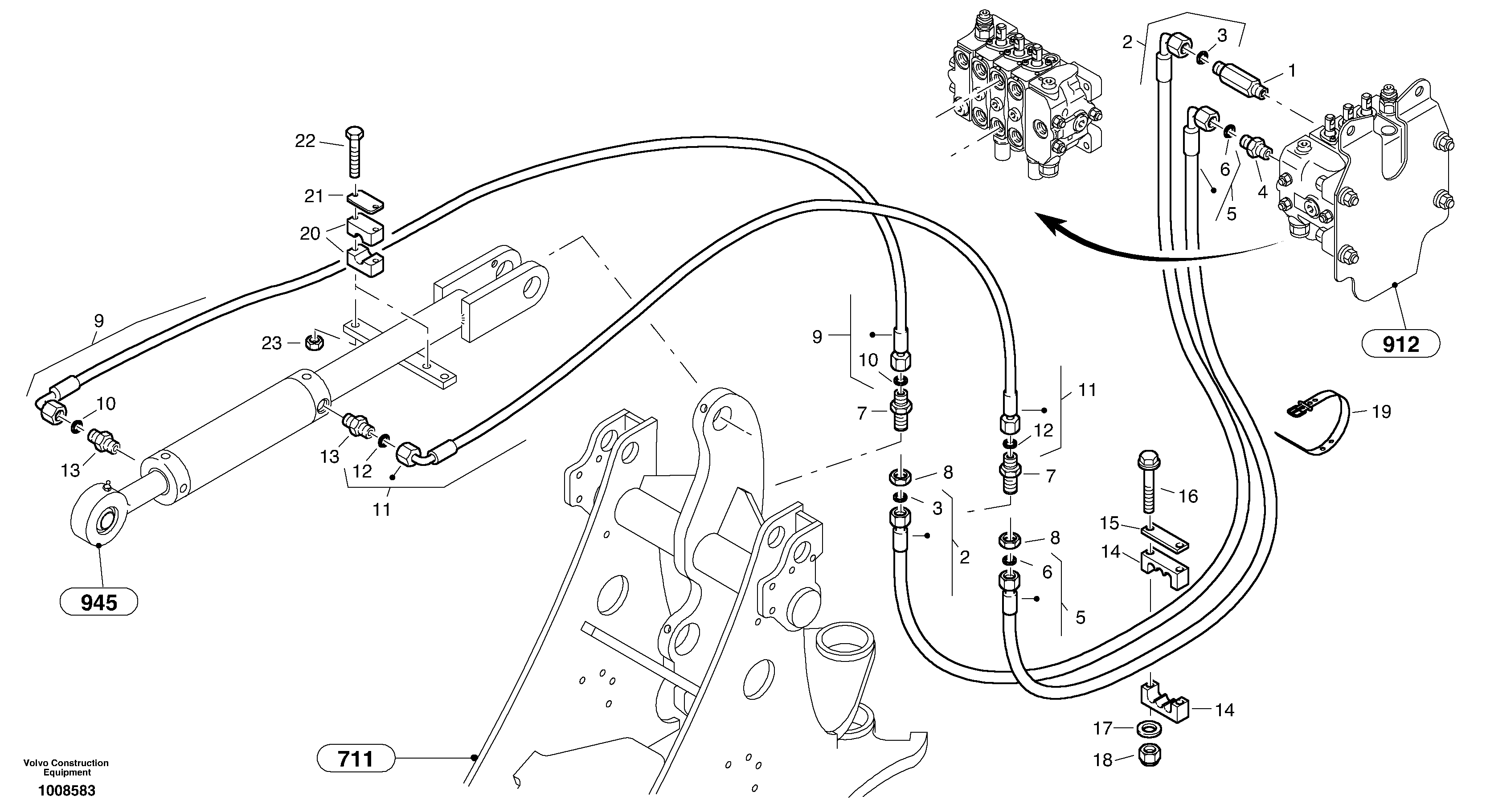 Hydraulic lines - tilt hydraulic — volvo parts diagram