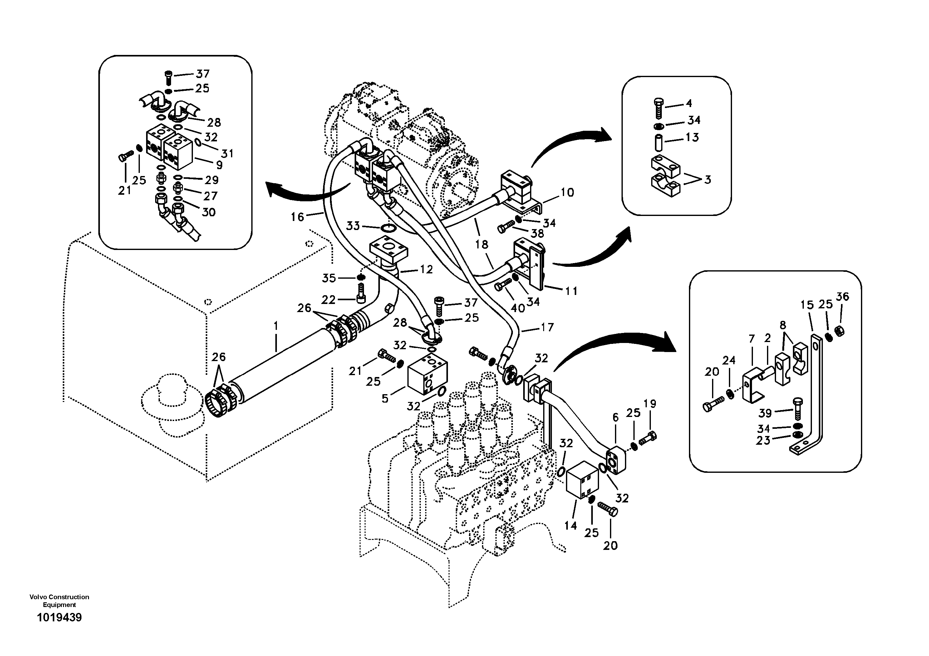 Hydraulic system, hydraulic pump pulse damper — volvo parts diagram