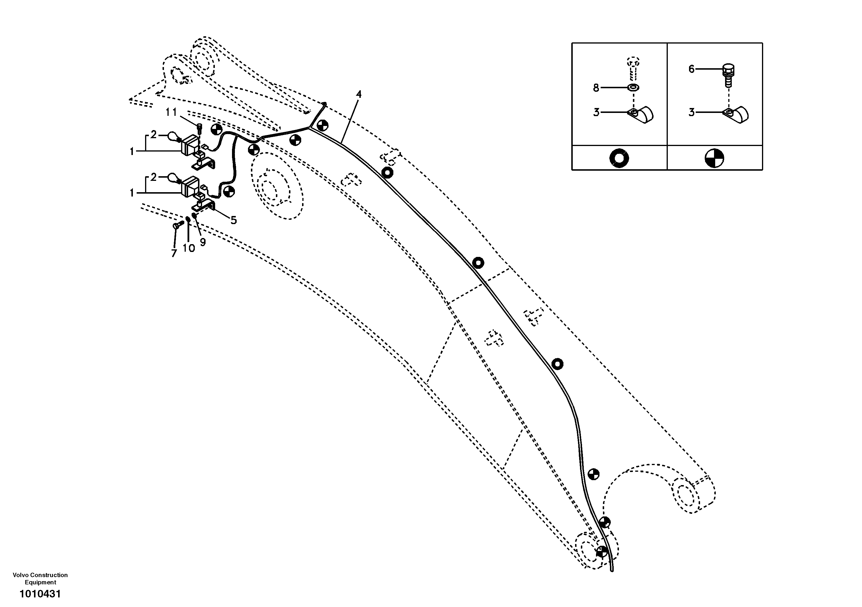 Working lamp on boom — volvo parts diagram